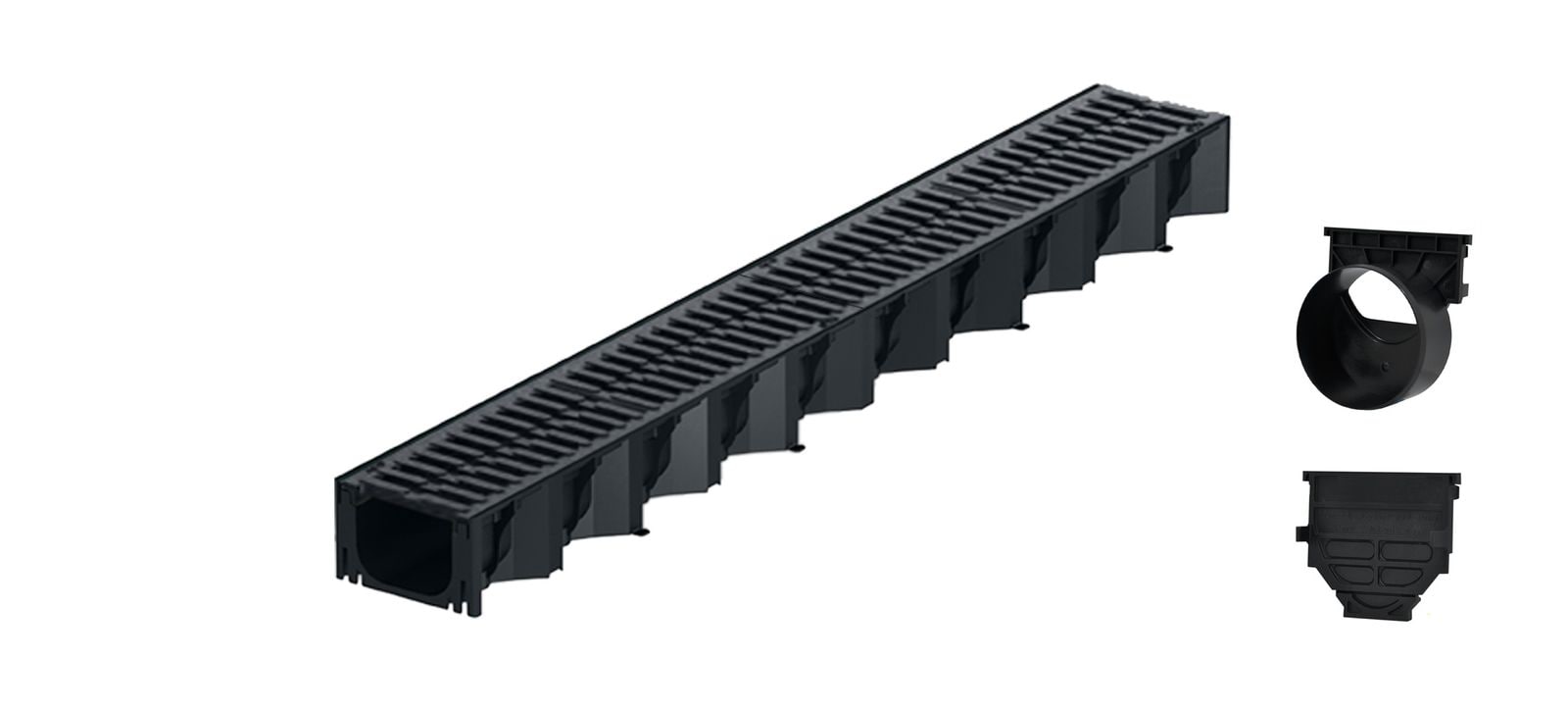 1m ACO Self&reg; Hexaline 2.0 Entw&auml;sserungsrinne mit 2 Gussrosten &aacute; 50cm + Ablauf Horizontal 