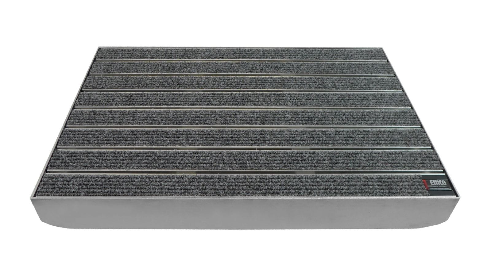 Emco Eingangsmatte DIPLOMAT + Bodenwanne 75mm Aluminium | 60x40cm | Large Rips Hellgrau 