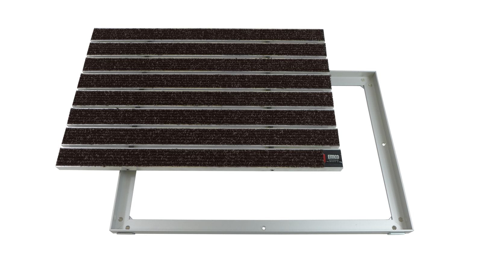 Emco Eingangsmatte DIPLOMAT + Rahmen 25mm Aluminium | 60x40cm | Large Rips Braun 