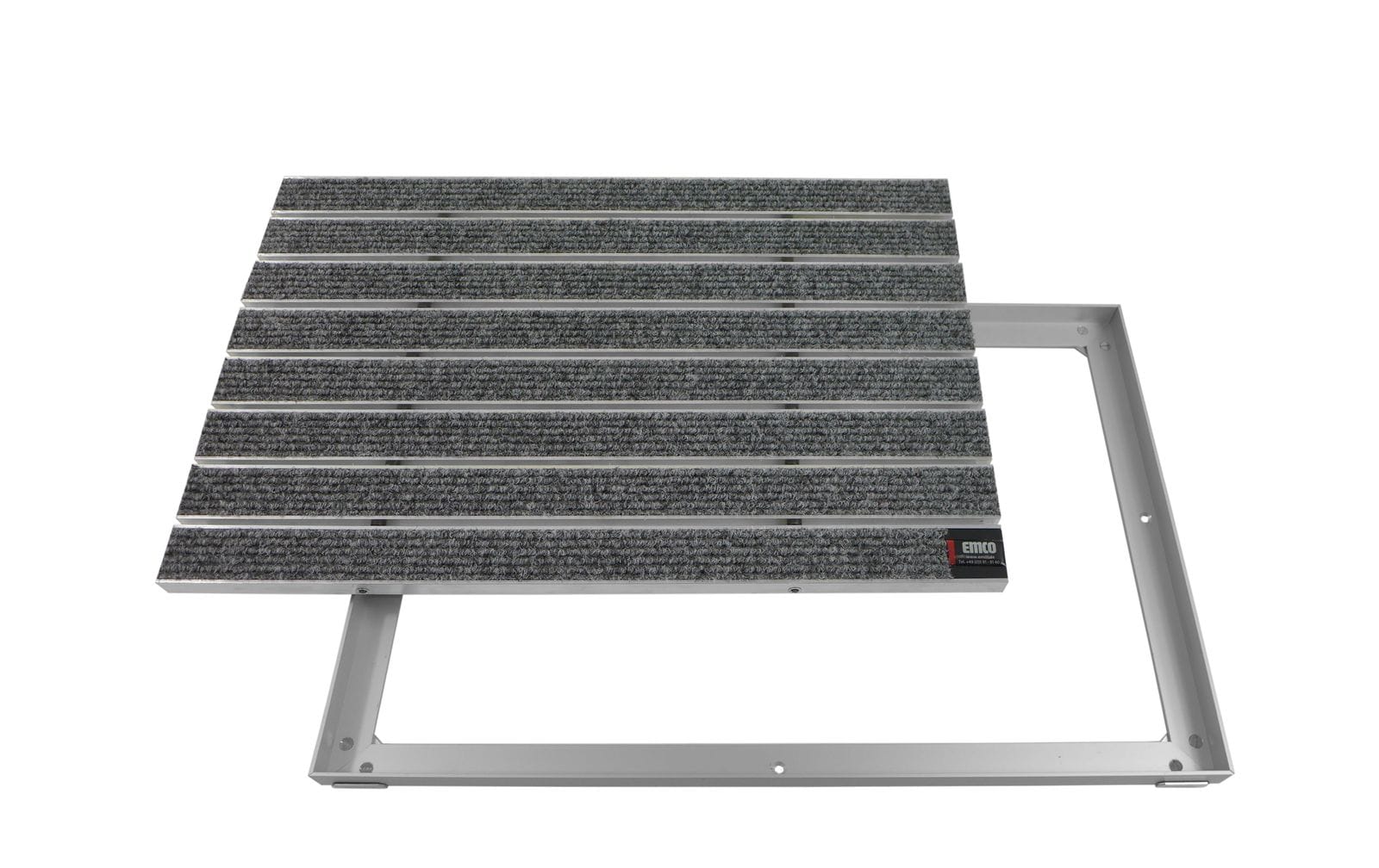 Emco Eingangsmatte DIPLOMAT + Rahmen 15mm Aluminium | 60x40cm | Large Rips Hellgrau 