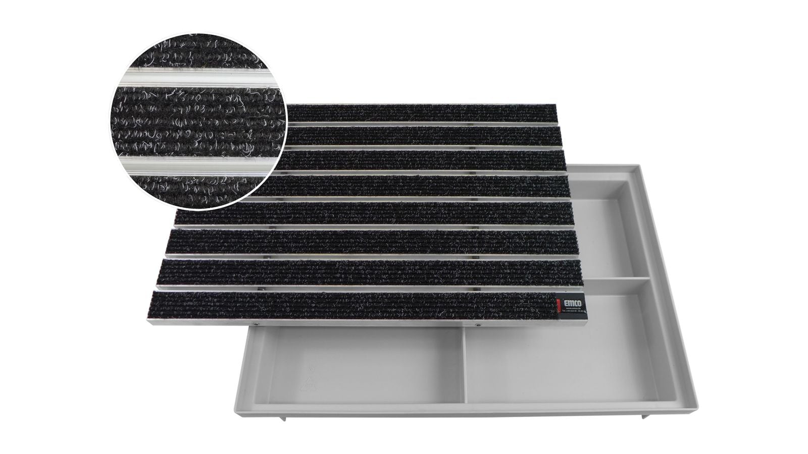 Emco Eingangsmatte DIPLOMAT + ACO Bodenwanne 75mm Kunststoff | 60x40cm | Large Rips Anthrazit 
