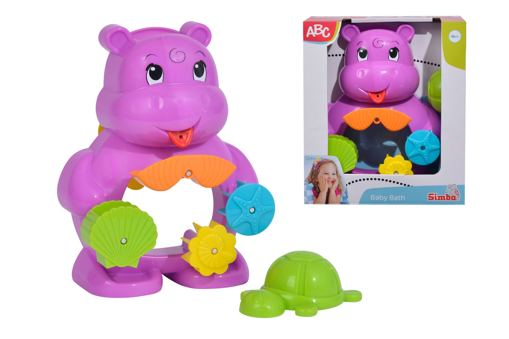 Simba Toys ABC Bade Nilpferd 22 cm Wasserr&auml;dern Schildkr&ouml;te Sieben und Sch&ouml;pfen 