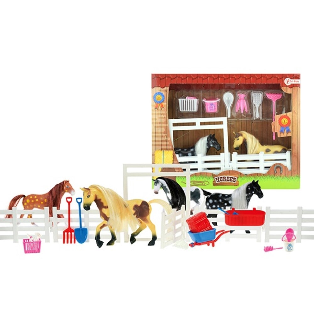 Toi-Toys 2 Pferde inkl Stall und Zubeh&ouml;r 