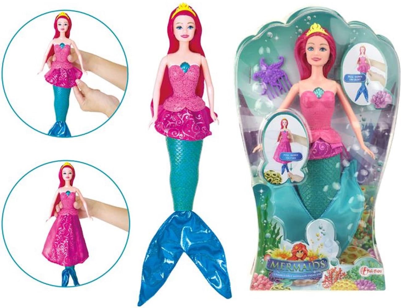 Toi-Toys Meerjungfrau mit wechselbarem Kleid 30 cm 