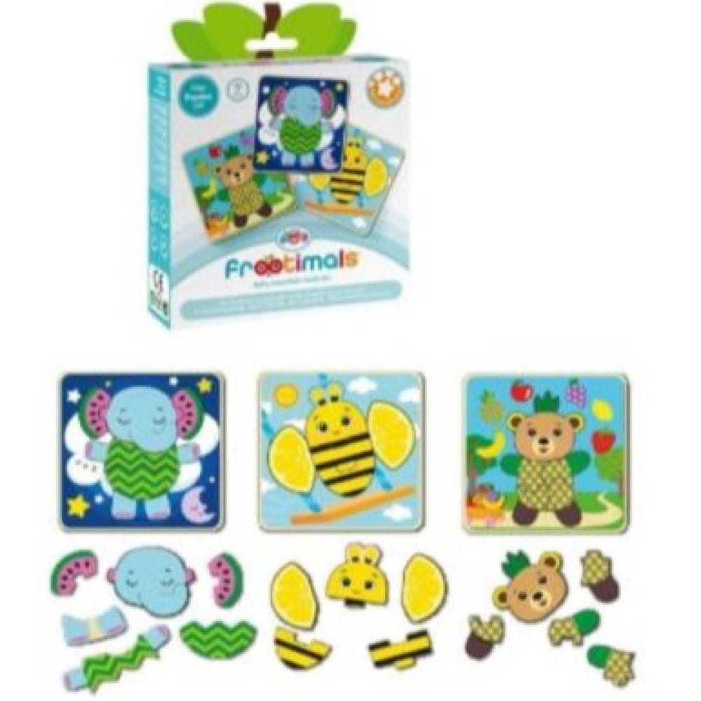 Kids Licensing Holzpuzzle mit drei Motiven B&auml;r Elefant Biene 