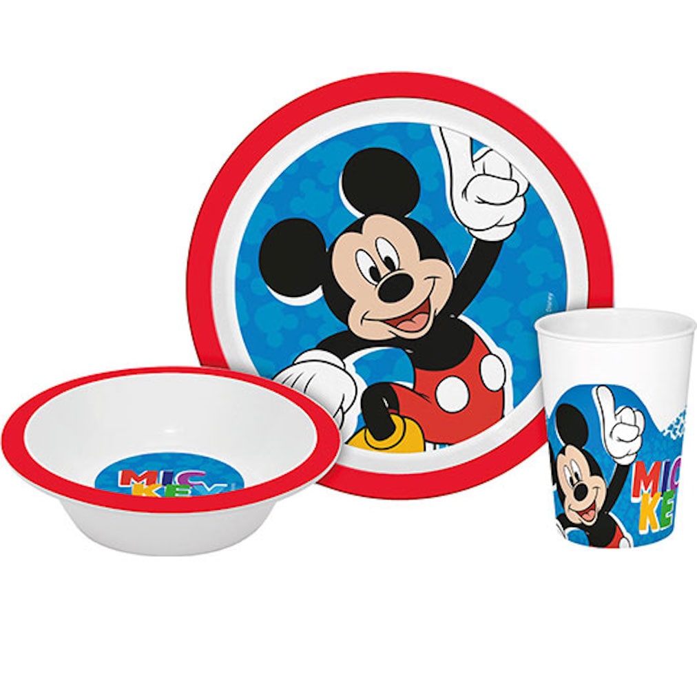 Kids Licensing Disney Mickey Mouse Geschirrset Teller Sch&uuml;ssel Becher 