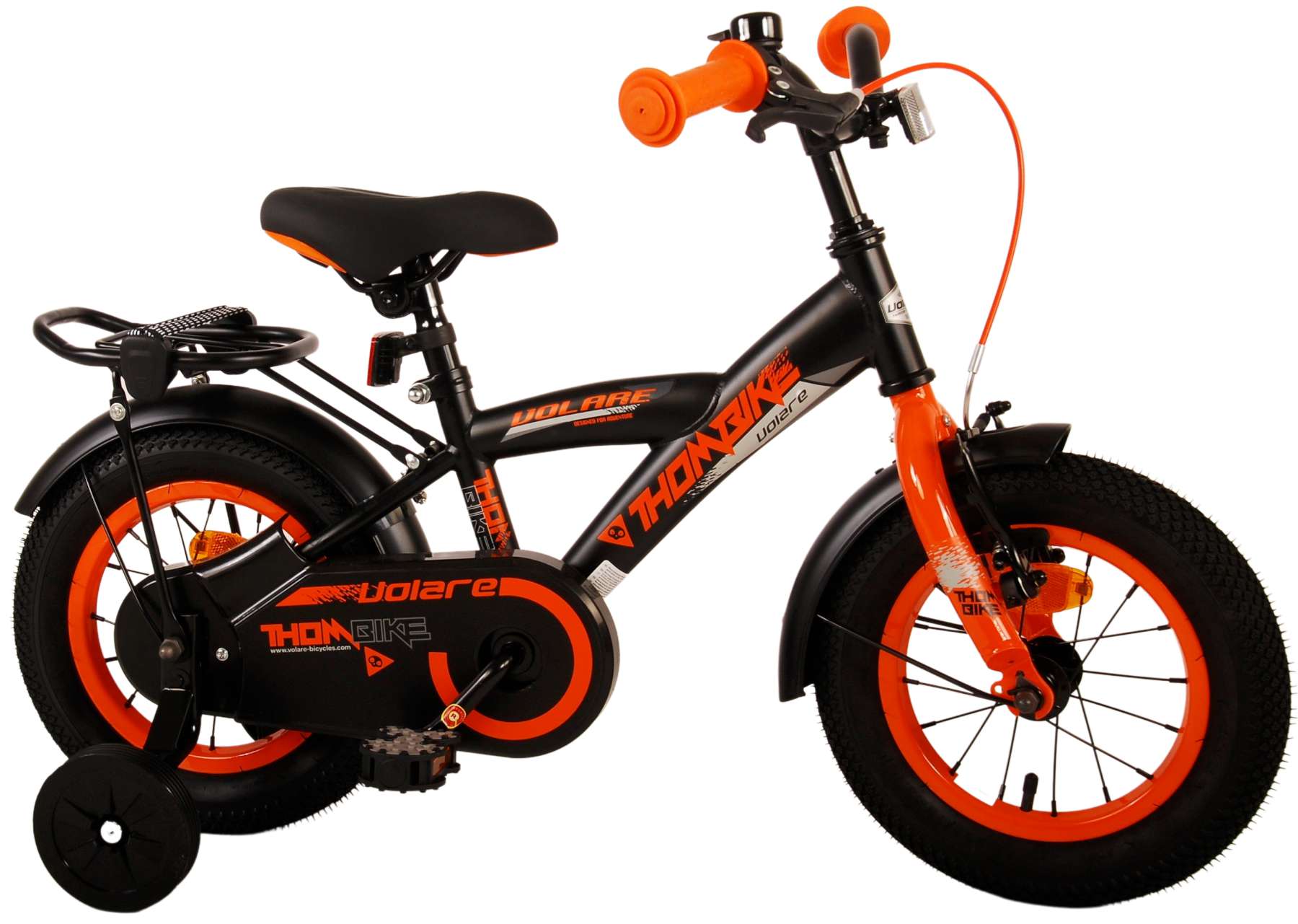Volare Kinderfahrrad Thombike f&uuml;r Jungen 12 Zoll Kinderrad in Schwarz Orange 