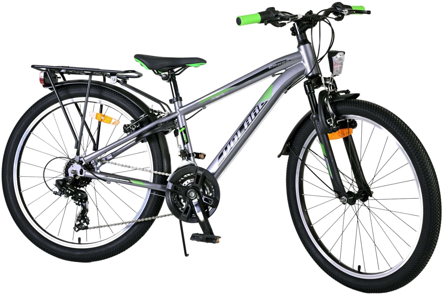 Volare Kinderfahrrad Cross f&uuml;r Jungen 24 Zoll Kinderrad in Grau, 18 G&auml;nge 