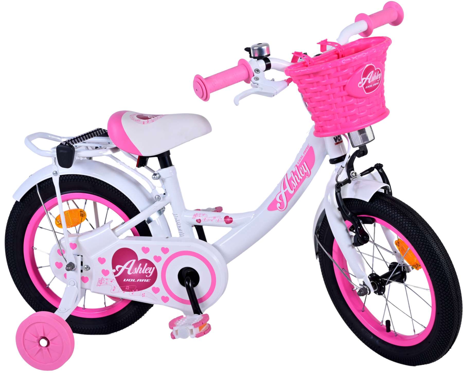 Volare Kinderfahrrad Ashley f&uuml;r M&auml;dchen 14 Zoll Kinderrad in Wei&szlig; 