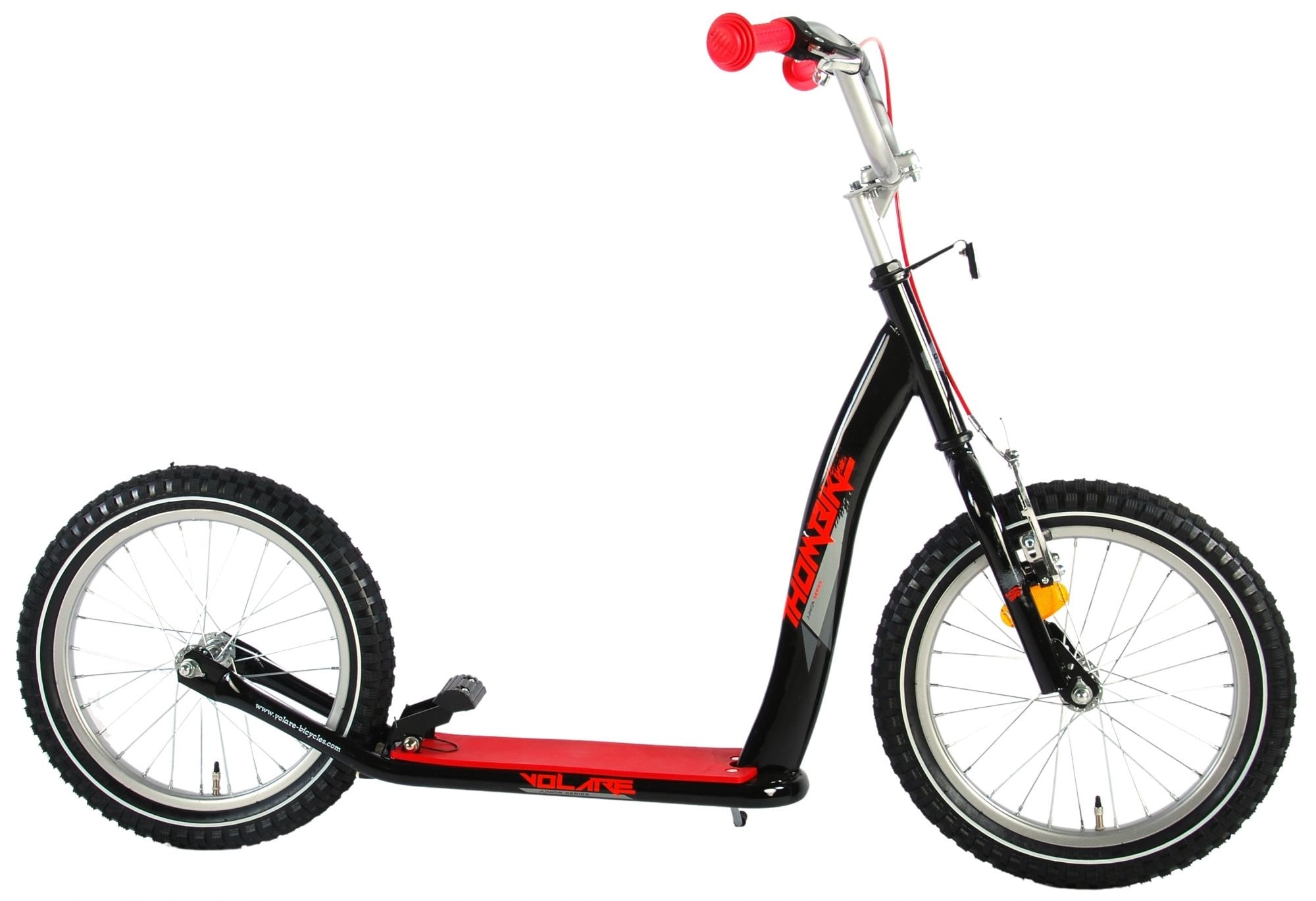 Volare Roller 16 Zoll Kinderrad in Schwarz Rot Tretroller 