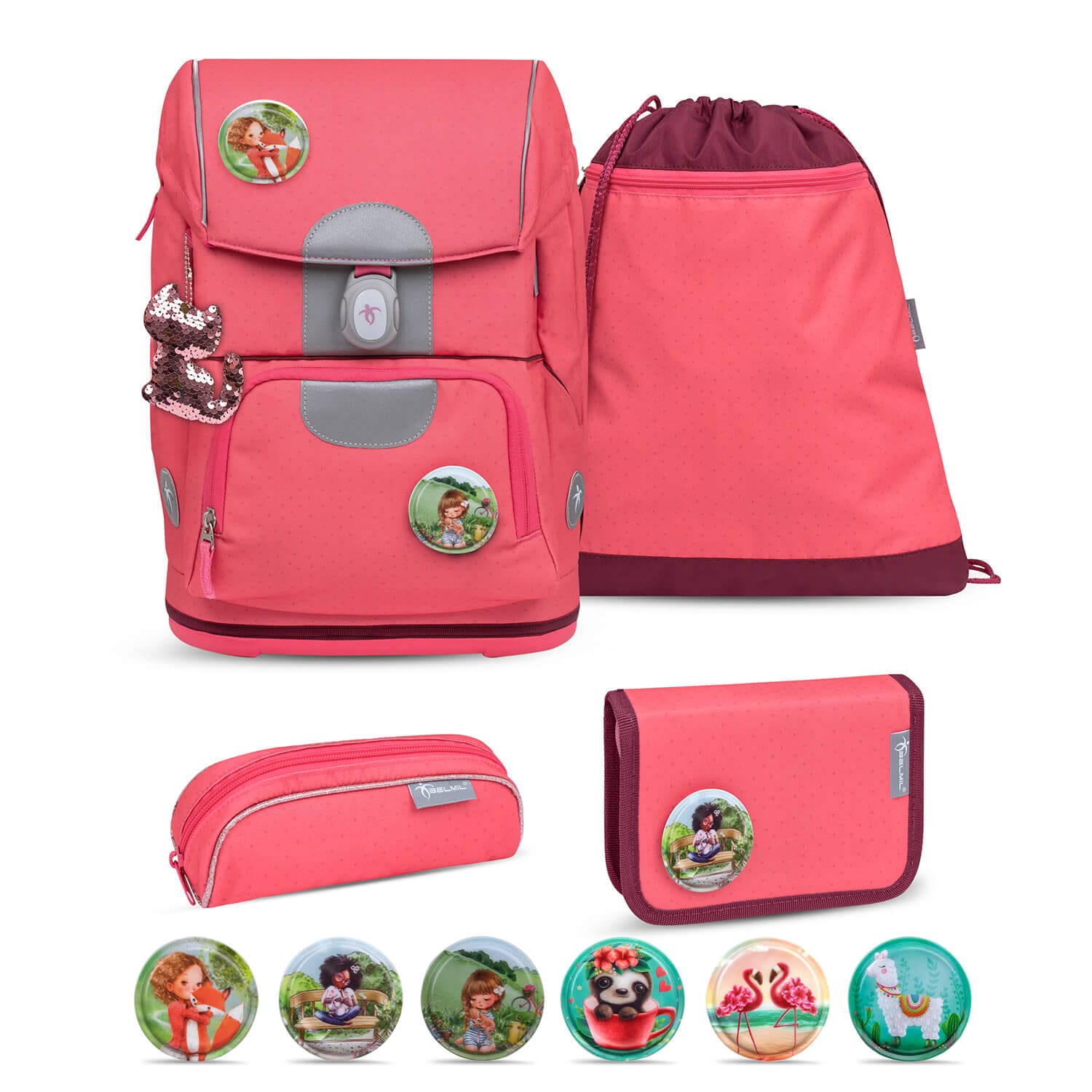 Belmil Rucksack Motion ergonomisches Schulranzen Set 5-teilig Sweet Candy 
