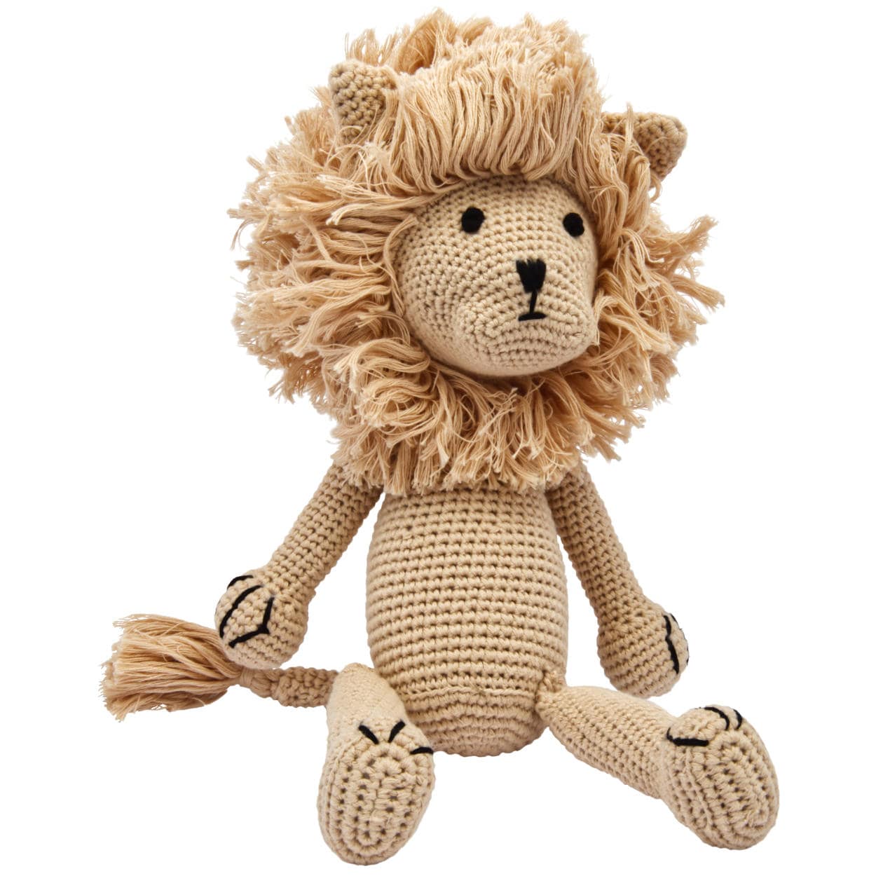 miniHeld Handgestrickter L&ouml;we Lionel geh&auml;kelt Spielzeug 32 cm aus Baumwolle 