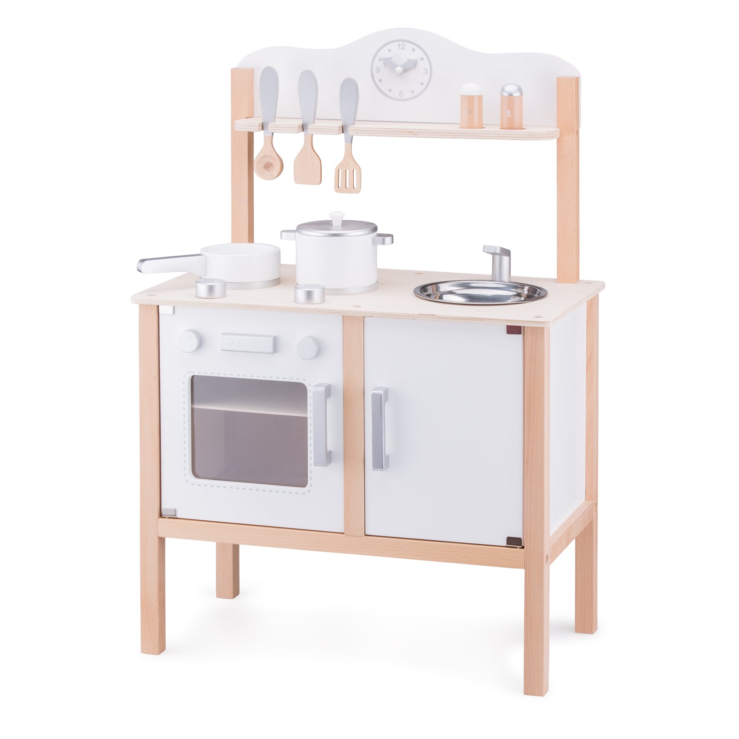 New Classic Toys K&uuml;chenzeile Kinderk&uuml;che aus Holz Modern Wei&szlig; Holzk&uuml;che Holzspielzeug 