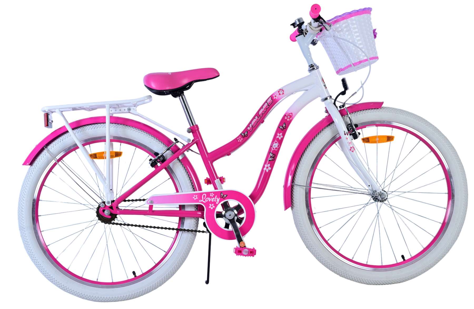 Volare Kinderfahrrad Lovely f&uuml;r M&auml;dchen 24 Zoll Kinderrad in Lila, Zwei Handbremsen 