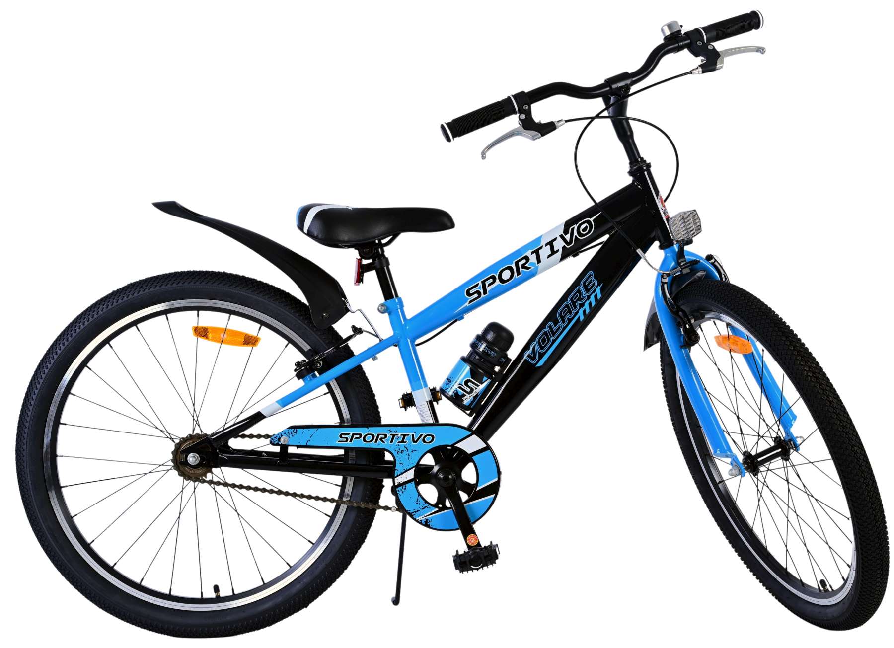 Volare Kinderfahrrad Sportivo f&uuml;r Jungen 24 Zoll Kinderrad in Schwarz Blau Zwei Handbremsen 