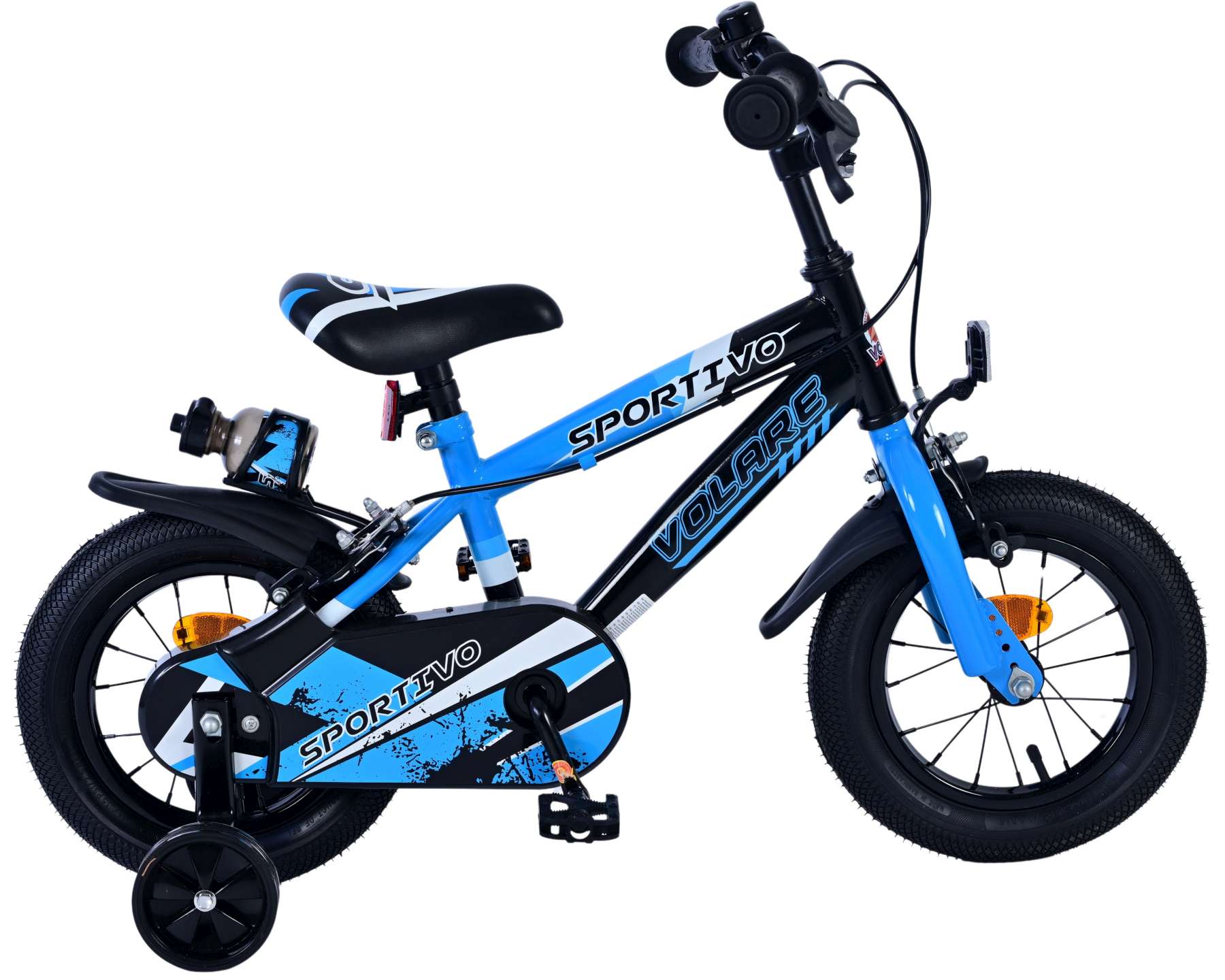 Volare Kinderfahrrad Sportivo f&uuml;r Jungen 12 Zoll Kinderrad Schwarz Blau 