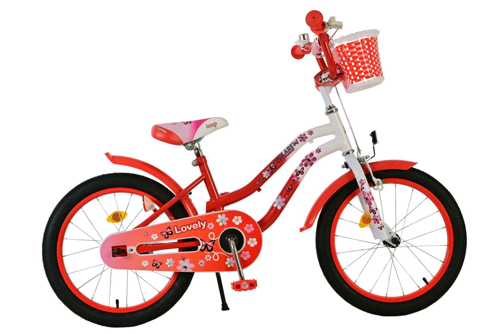 Volare Kinderfahrrad Lovely f&uuml;r M&auml;dchen 18 Zoll Kinderrad in Rot Wei&szlig; 
