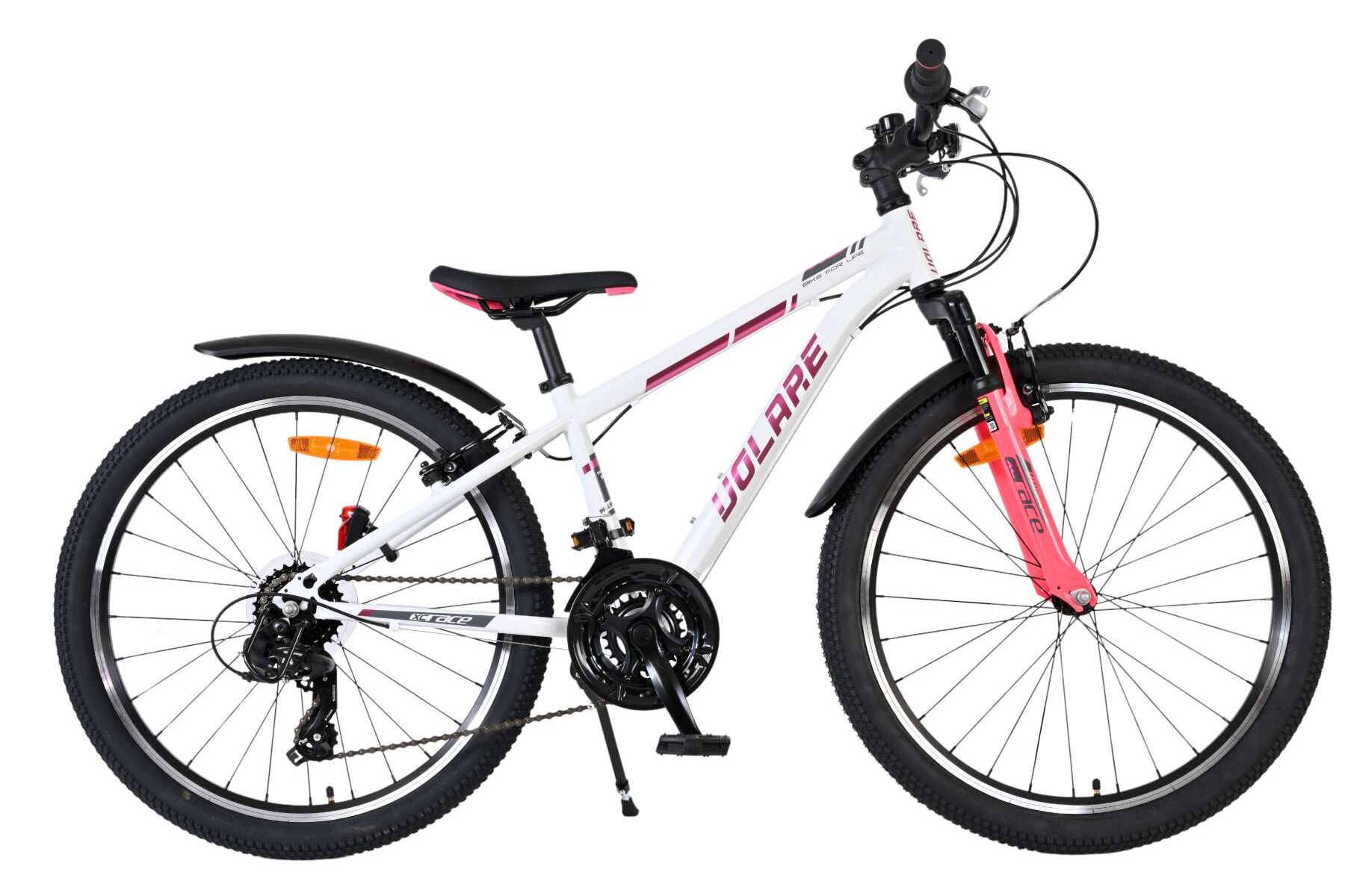 Volare Kinderfahrrad XC Race 24 Zoll Kinderrad in Wei&szlig;/Rosa, 21 G&auml;nge 