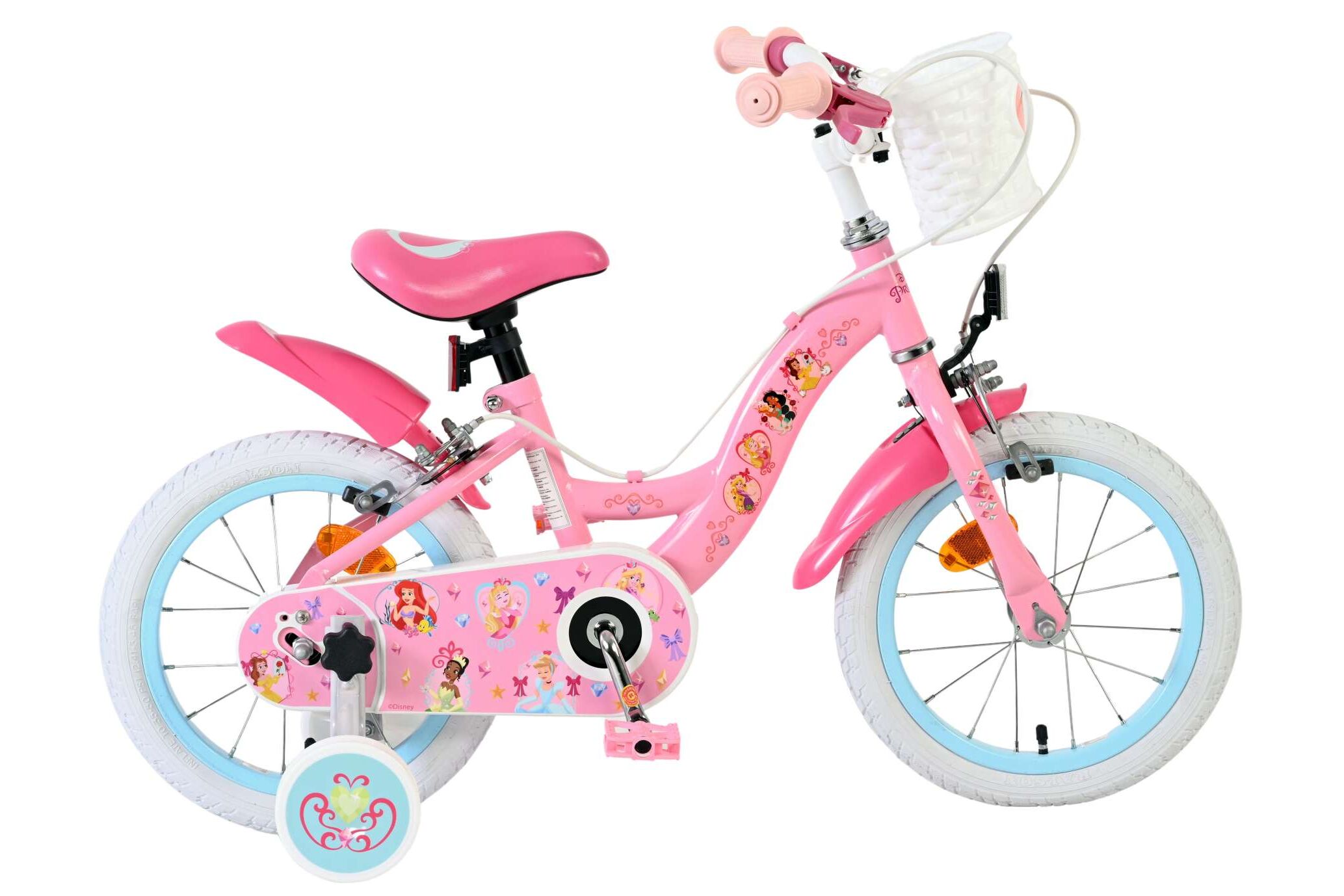 Volare Kinderfahrrad Magic Royals f&uuml;r M&auml;dchen 14 Zoll Kinderrad in Rosa, Zwei Handbremsen 