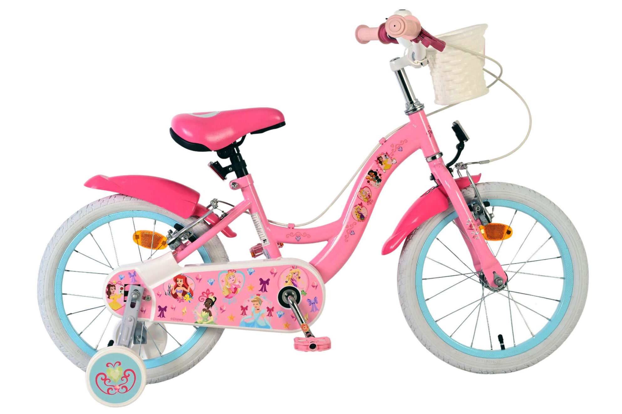Volare Kinderfahrrad Magic Royals f&uuml;r M&auml;dchen 16 Zoll Kinderrad in Rosa, Zwei Handbremsen 