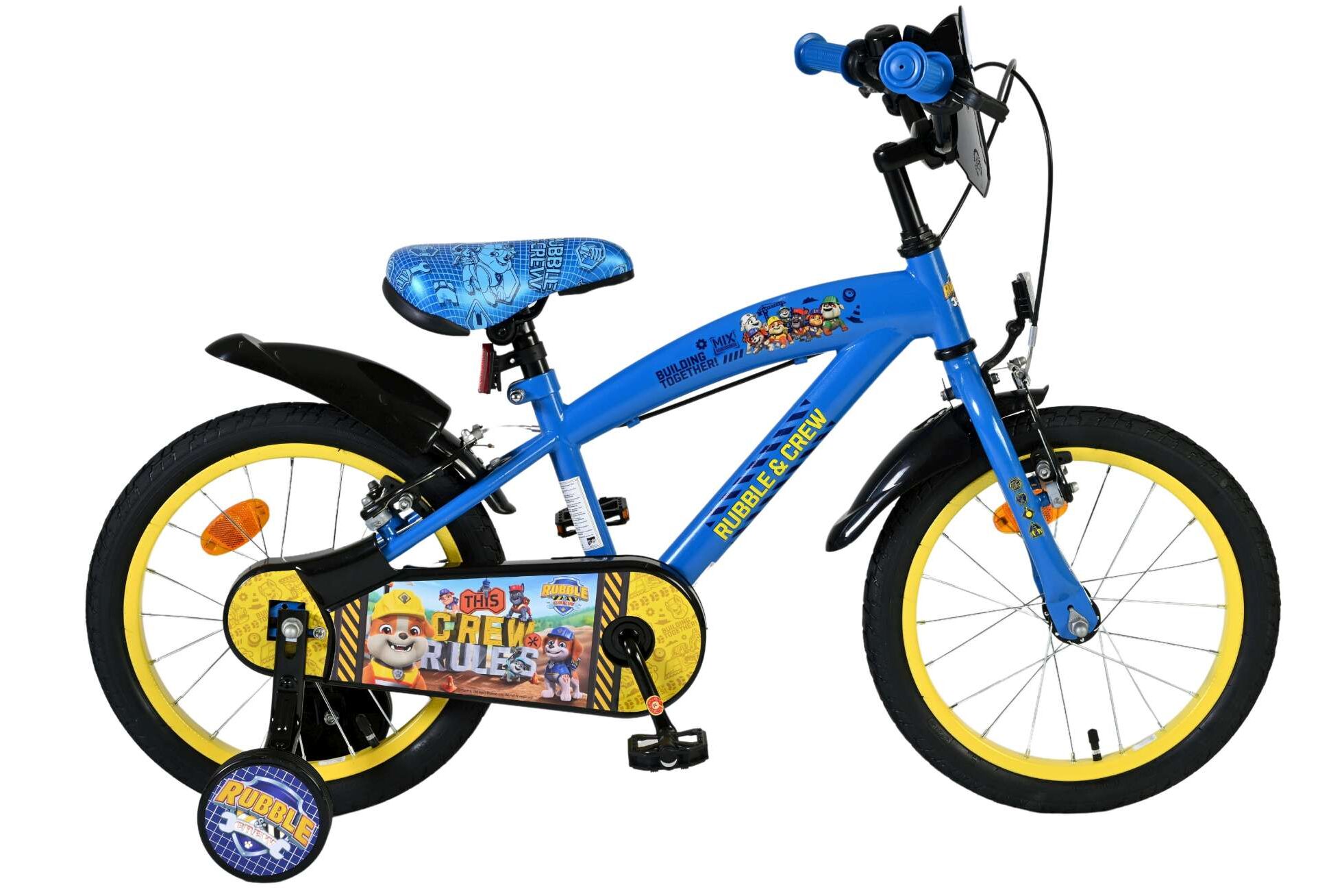 Volare Kinderfahrrad Paw Patrol f&uuml;r Jungen 16 Zoll Kinderrad in Rubble & Crew Kinderfahrrad, Blau, Zwei Handbremsen 