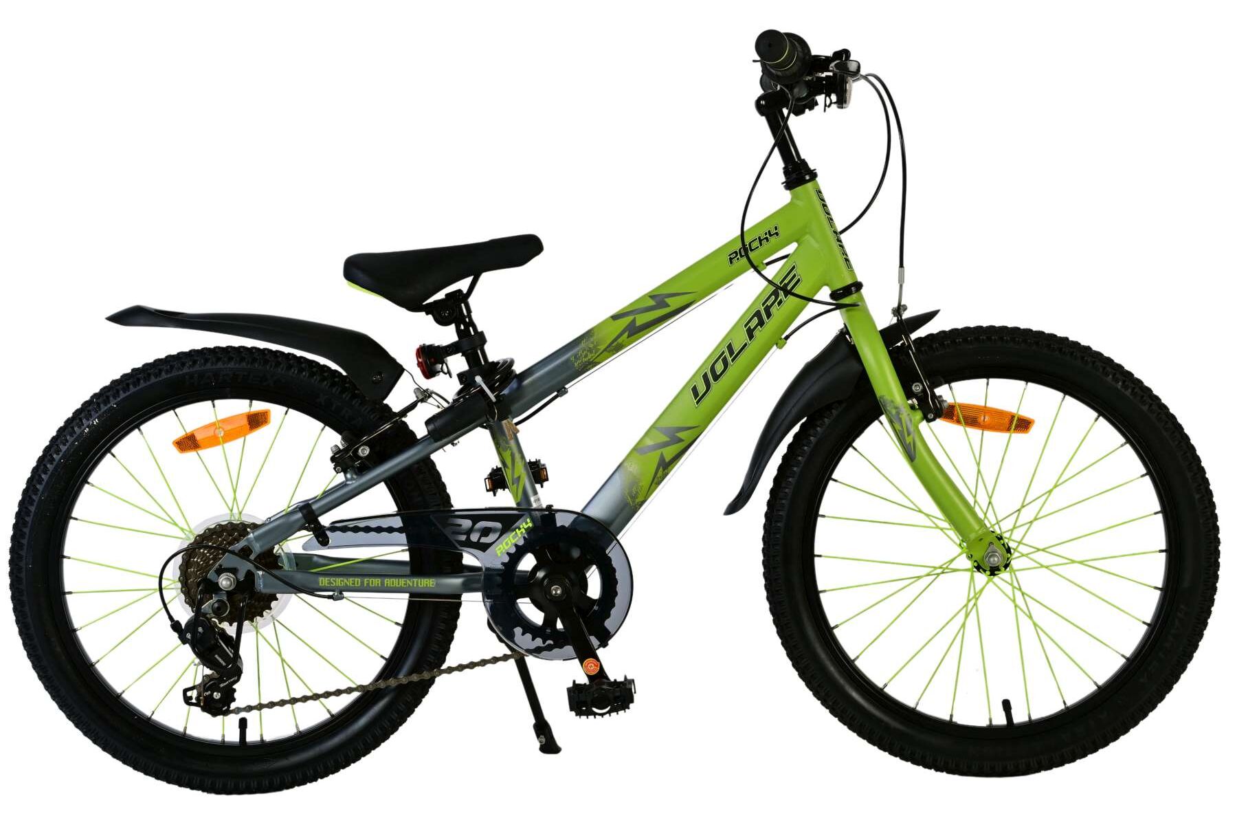 Volare Kinderfahrrad Rocky 20 Zoll Kinderrad in 7 G&auml;nge, Gr&uuml;n/Grau 