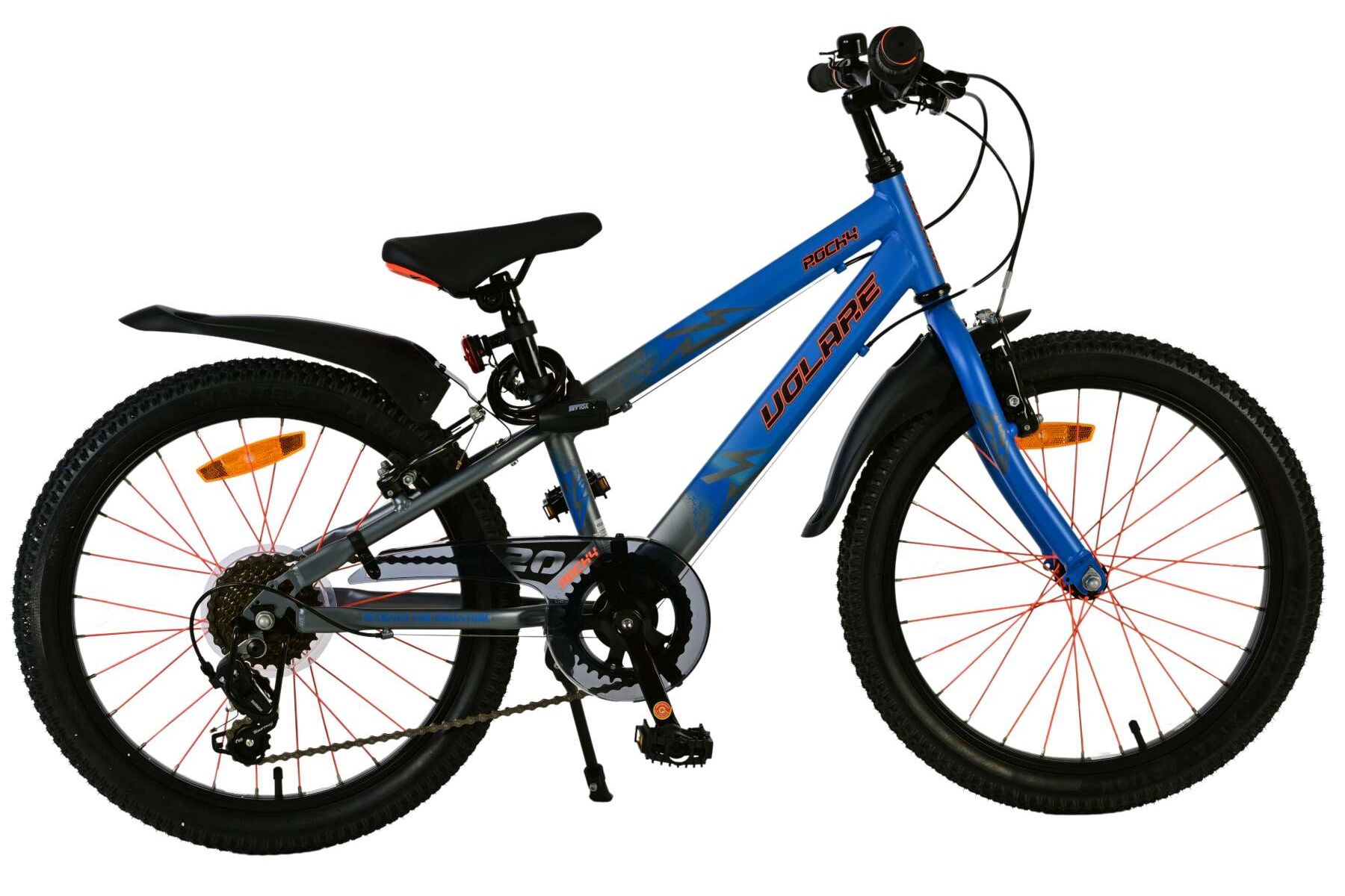 Volare Kinderfahrrad Rocky 20 Zoll Kinderrad in Blau, 7 G&auml;nge 