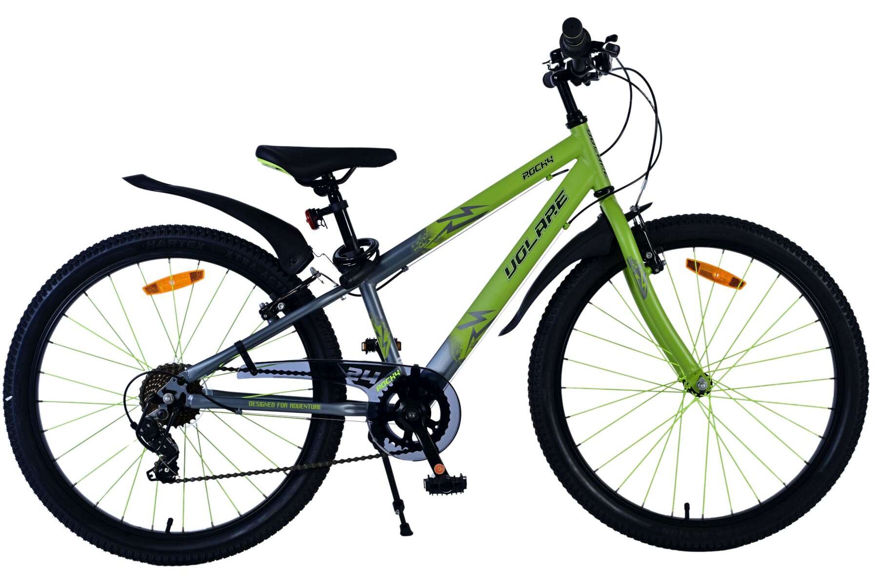 Volare Kinderfahrrad Rocky 24 Zoll Kinderrad in Gr&uuml;n, 7 G&auml;nge 
