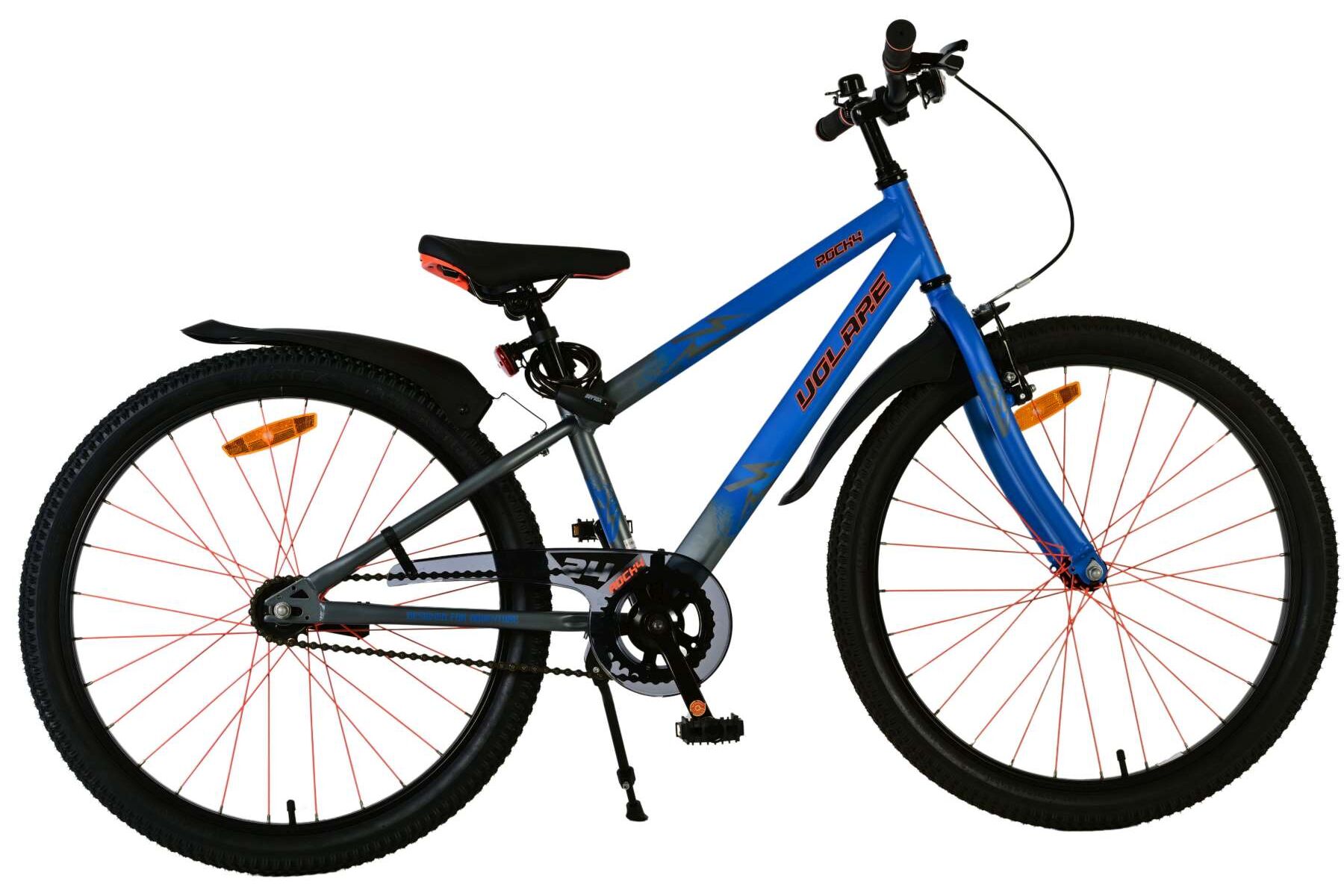 Volare Kinderfahrrad Rocky f&uuml;r Jungen 24 Zoll Kinderrad in Blau 