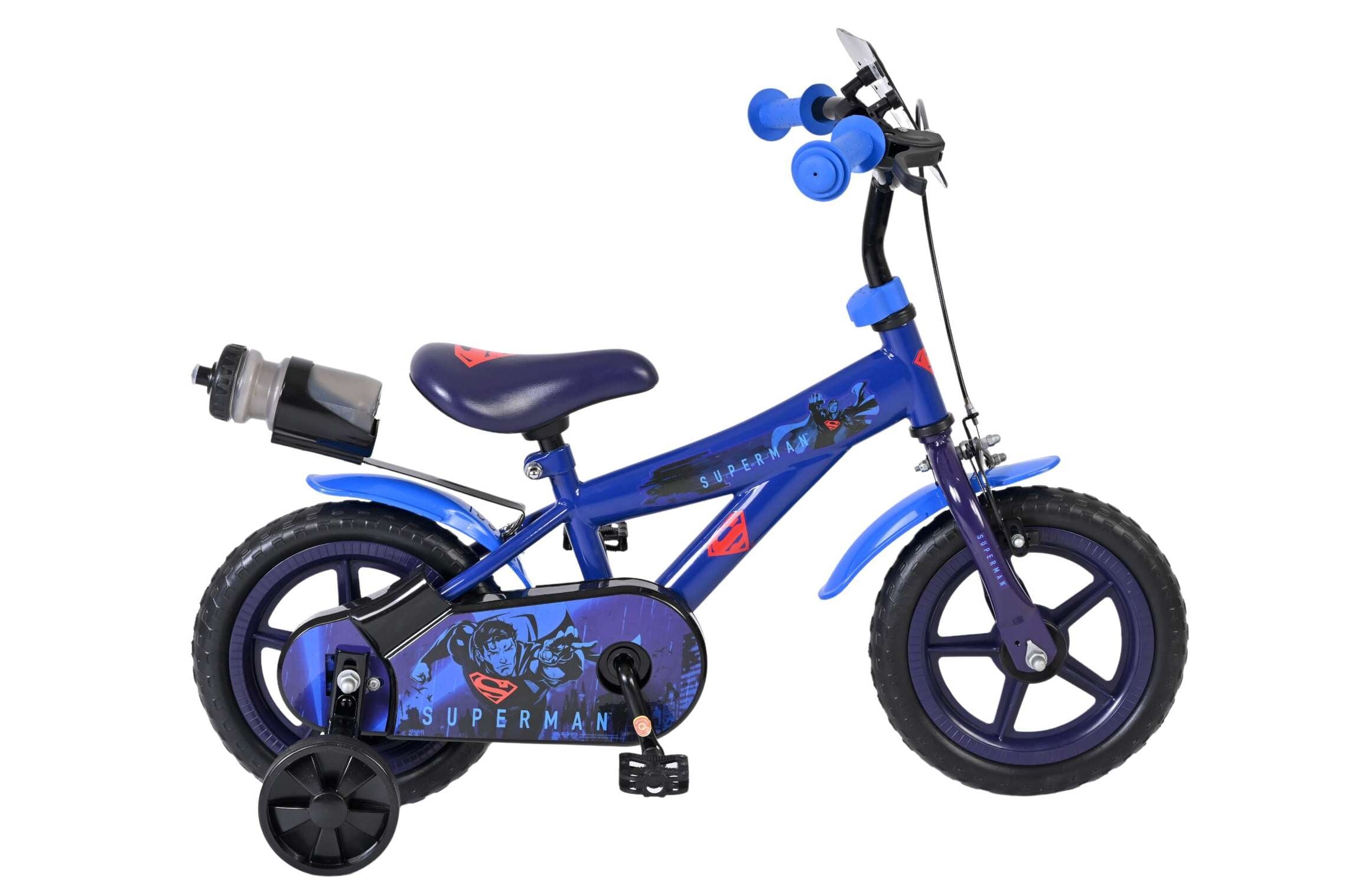 Volare Kinderfahrrad Superman f&uuml;r Jungen 12 Zoll Kinderrad in Mag-Felgen, Blau 