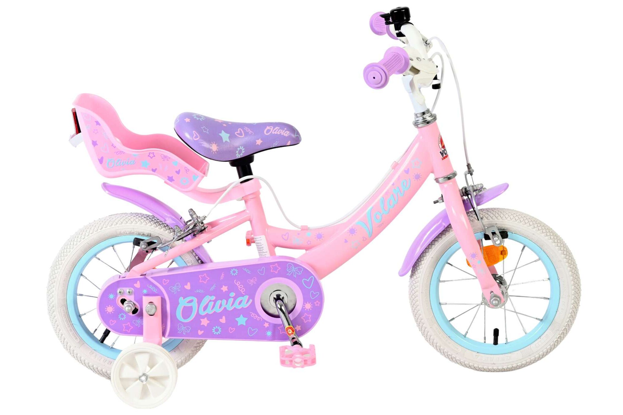 Volare Kinderfahrrad Olivia f&uuml;r M&auml;dchen 12 Zoll Kinderrad in Rosa, Zwei Handbremsen 