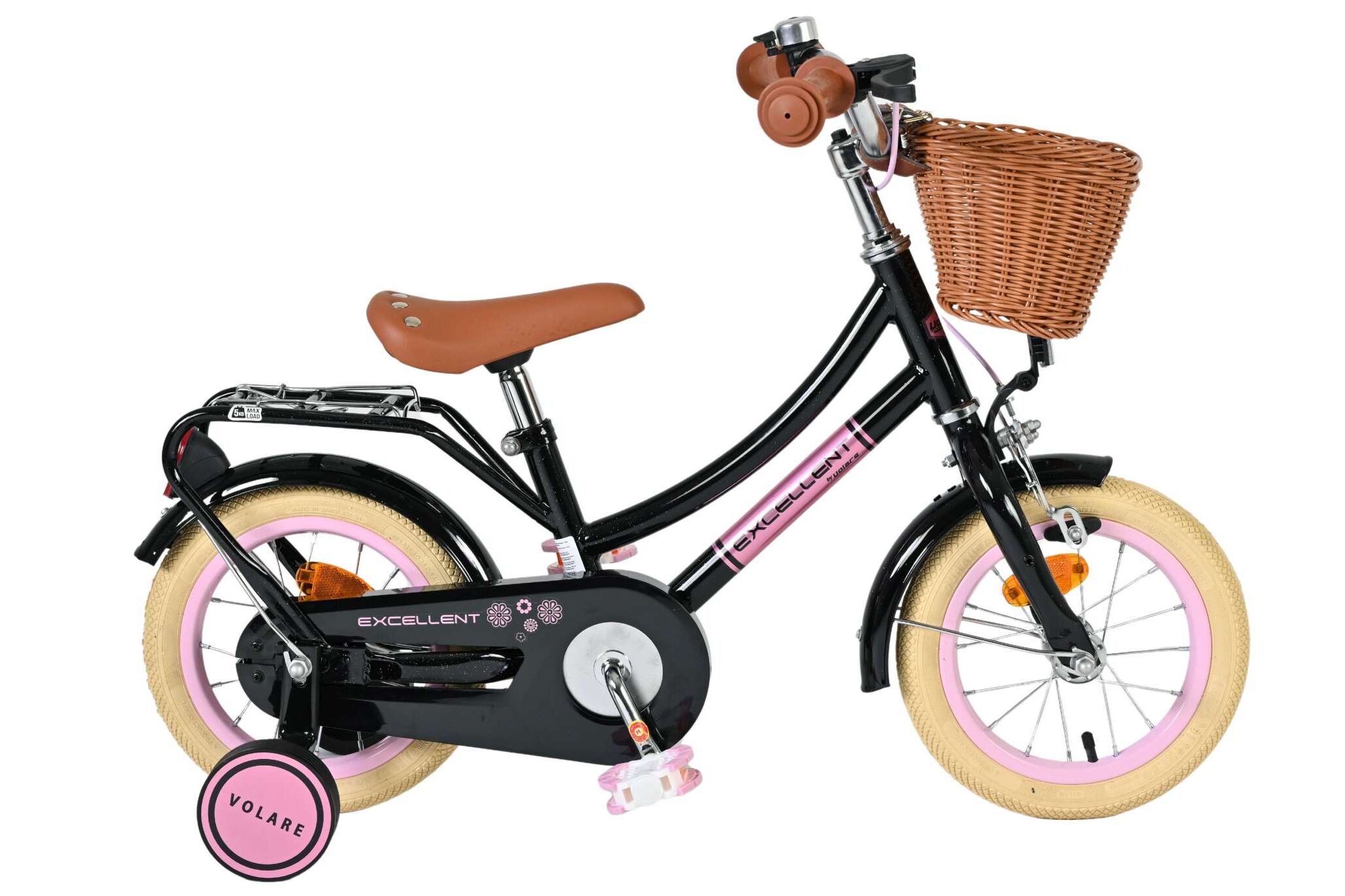 Volare Kinderfahrrad Excellent f&uuml;r M&auml;dchen 12 Zoll Kinderrad in Schwarz 