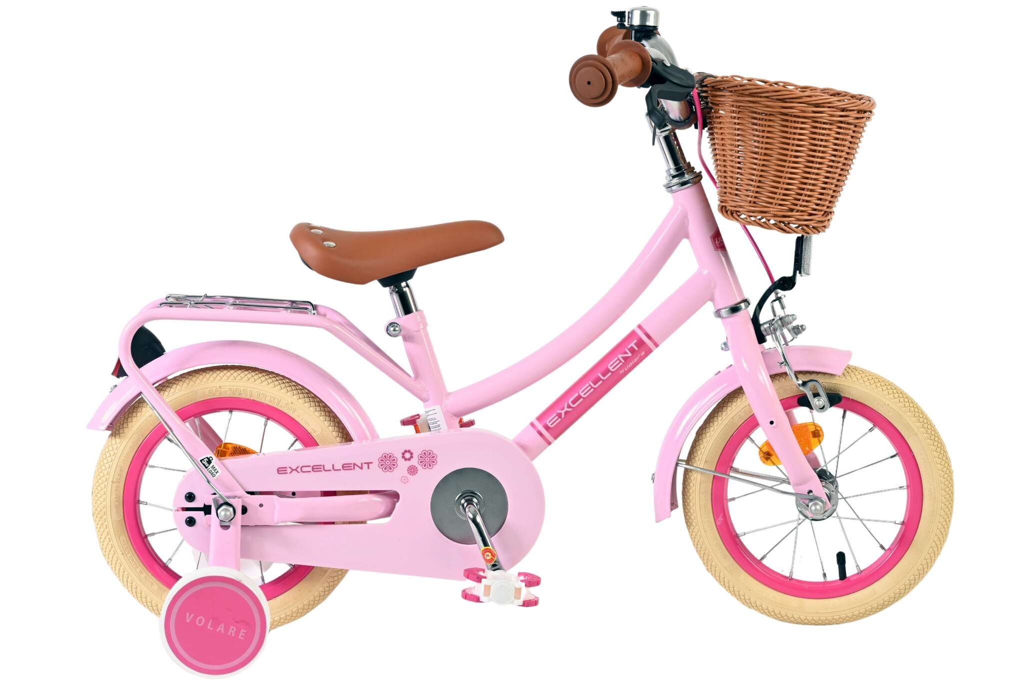 Volare Kinderfahrrad Excellent f&uuml;r M&auml;dchen 12 Zoll Kinderrad in Rosa 