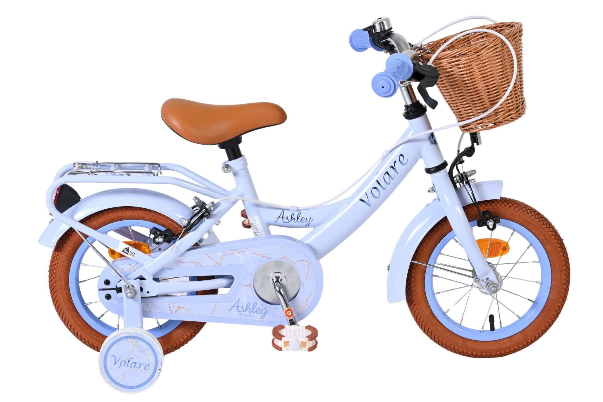 Volare Kinderfahrrad Ashley f&uuml;r M&auml;dchen 12 Zoll Kinderrad in Pastellblau, Zwei Handbremsen 