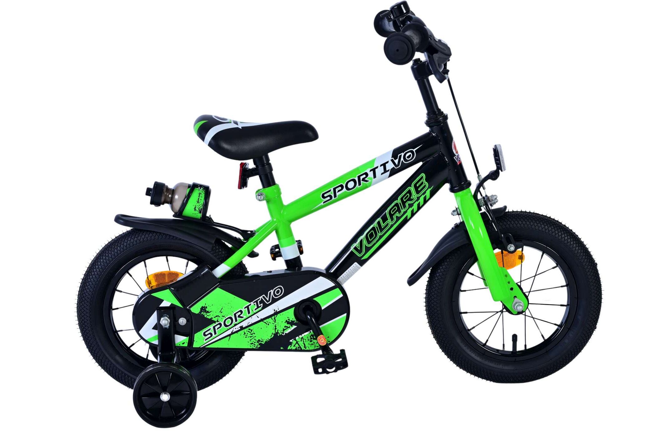 Volare Kinderfahrrad Sportivo f&uuml;r Jungen 12 Zoll Kinderrad in Gr&uuml;n Schwarz 