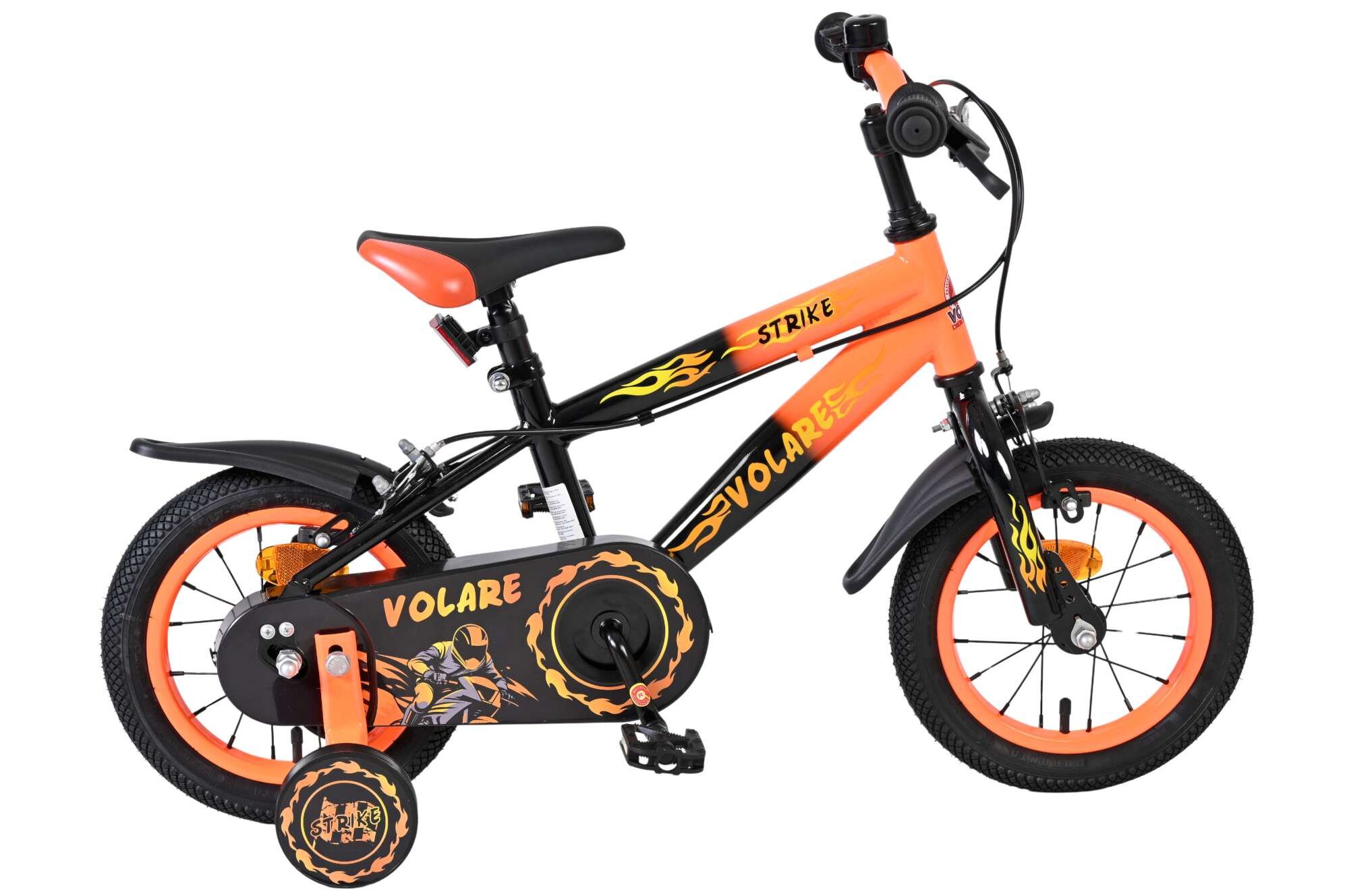 Volare Kinderfahrrad Strike f&uuml;r Jungen 12 Zoll Kinderrad in Orange, Zwei Handbremsen 