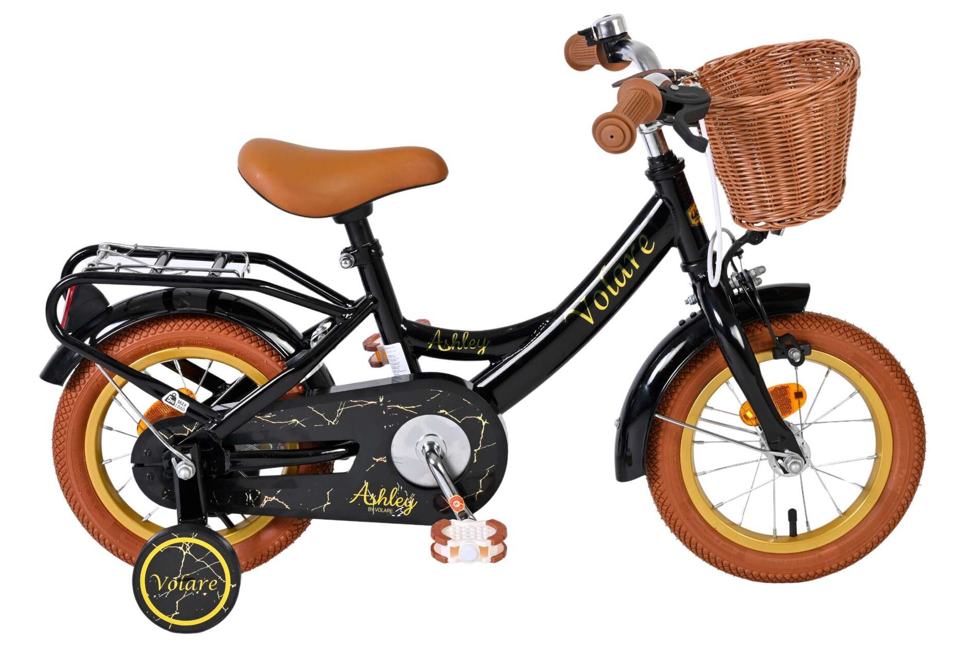 Volare Kinderfahrrad Ashley f&uuml;r M&auml;dchen 12 Zoll Kinderrad in Schwarz 