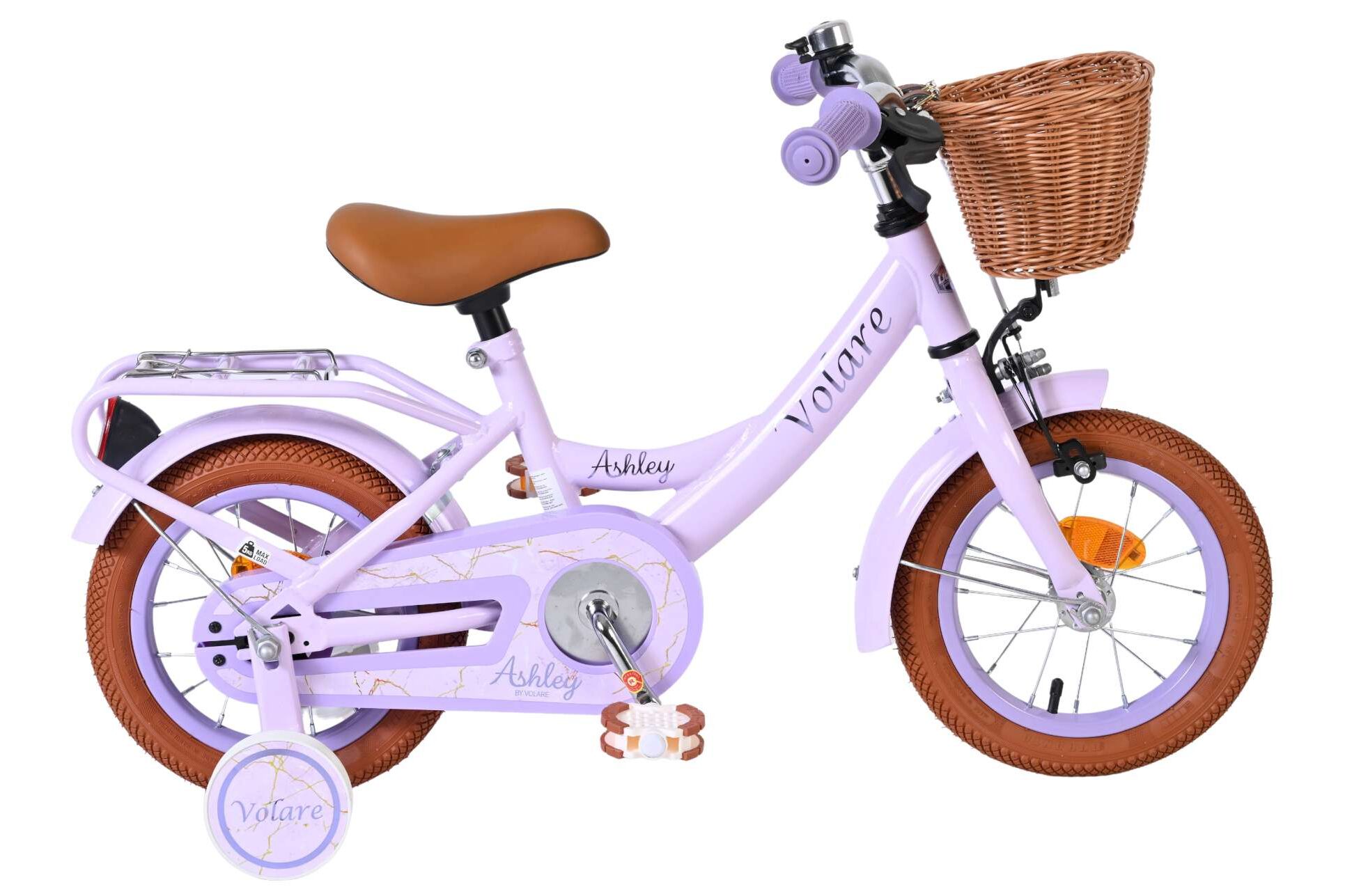 Volare Kinderfahrrad Ashley f&uuml;r M&auml;dchen 12 Zoll Kinderrad in Lila 