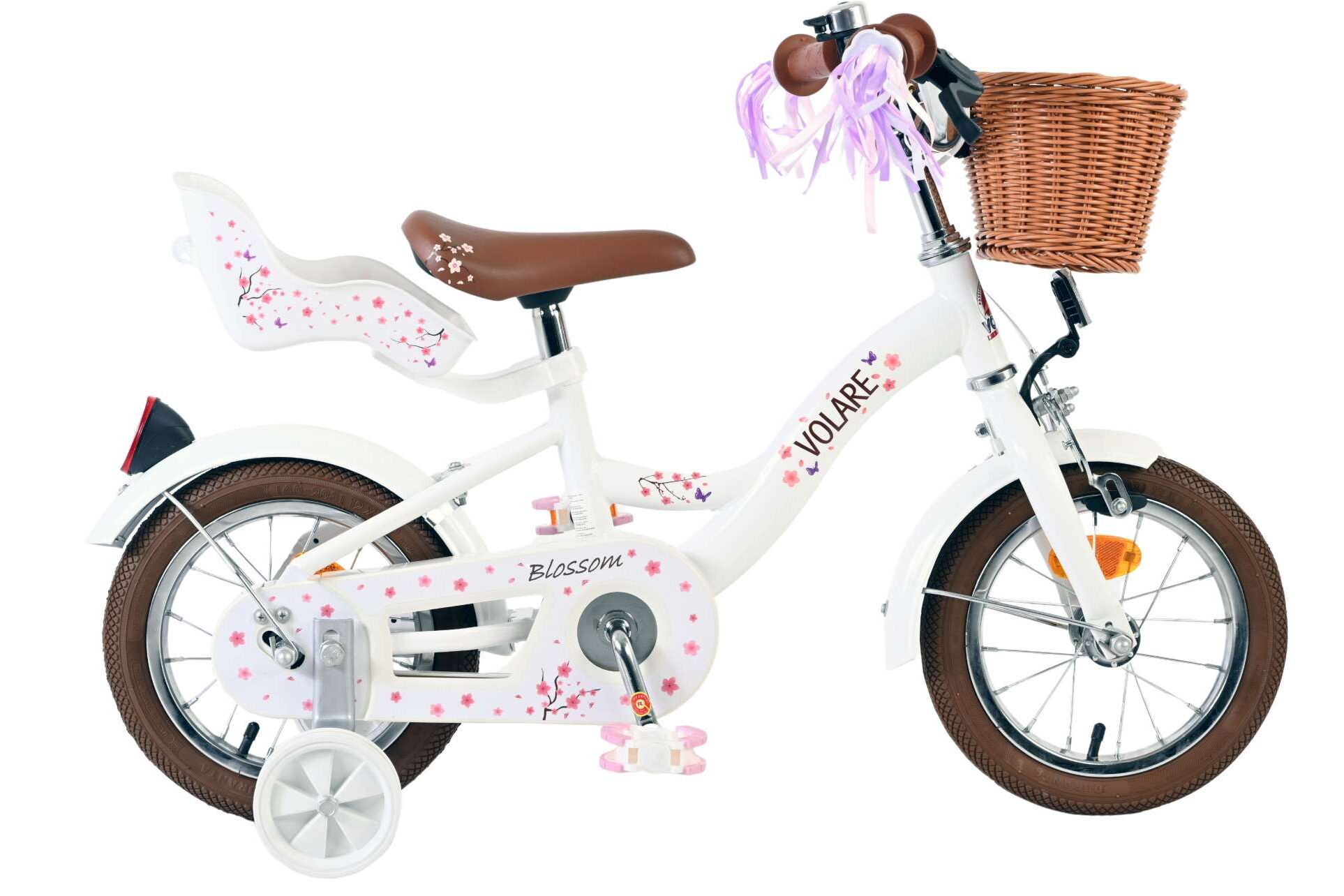 Volare Kinderfahrrad Blossom f&uuml;r M&auml;dchen 12 Zoll Kinderrad in Wei&szlig; 