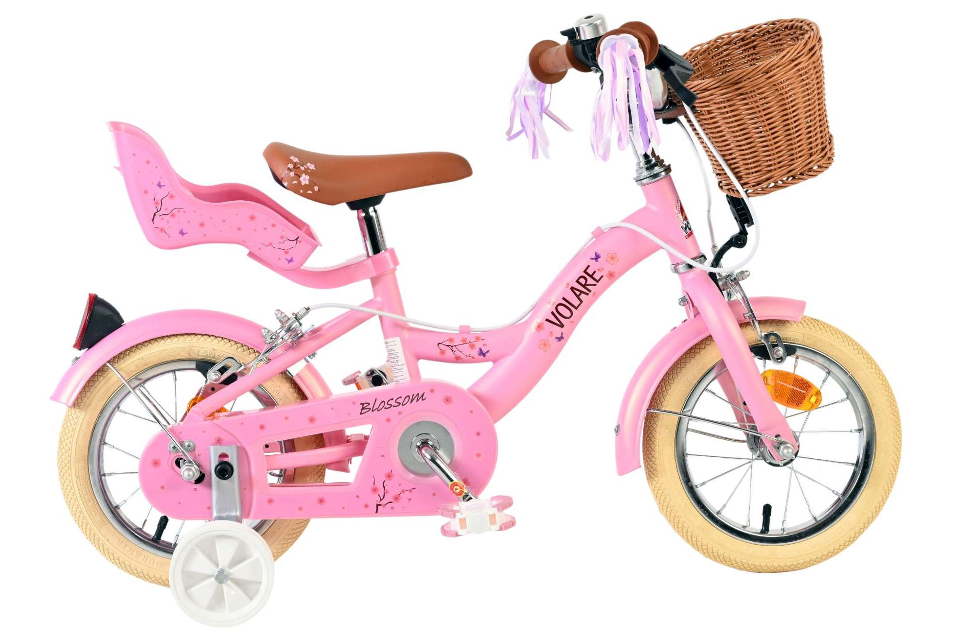 Volare Kinderfahrrad Blossom f&uuml;r M&auml;dchen 12 Zoll Kinderrad in Rosa, Zwei Handbremsen 