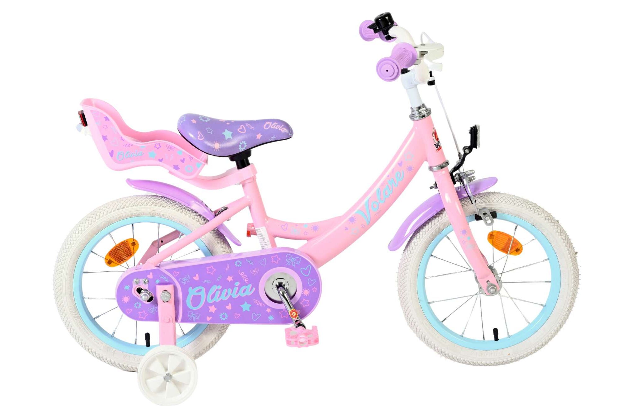 Volare Kinderfahrrad Olivia f&uuml;r M&auml;dchen 14 Zoll Kinderrad in Rosa 