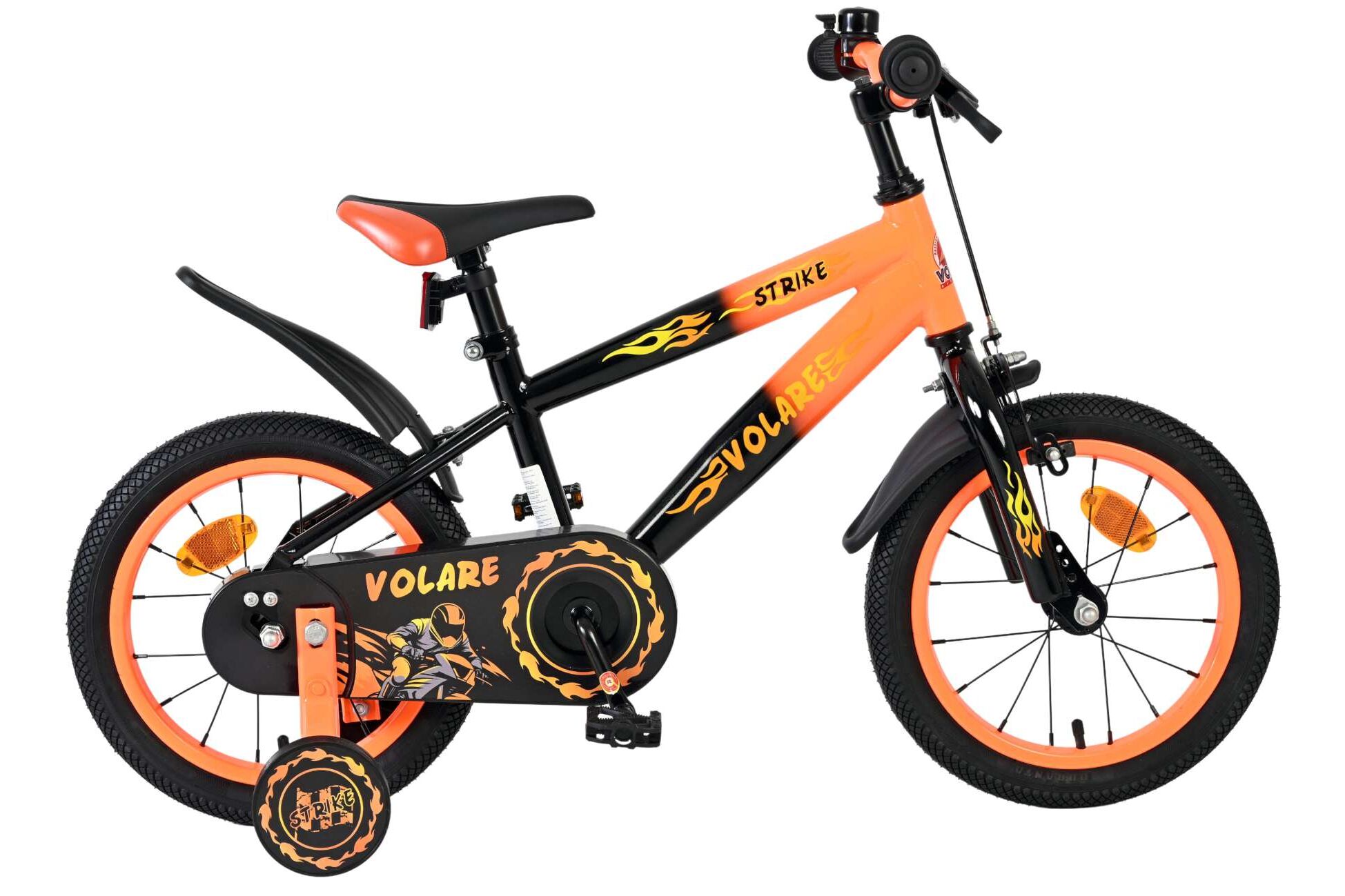 Volare Kinderfahrrad Strike f&uuml;r Jungen 14 Zoll Kinderrad in Orange 