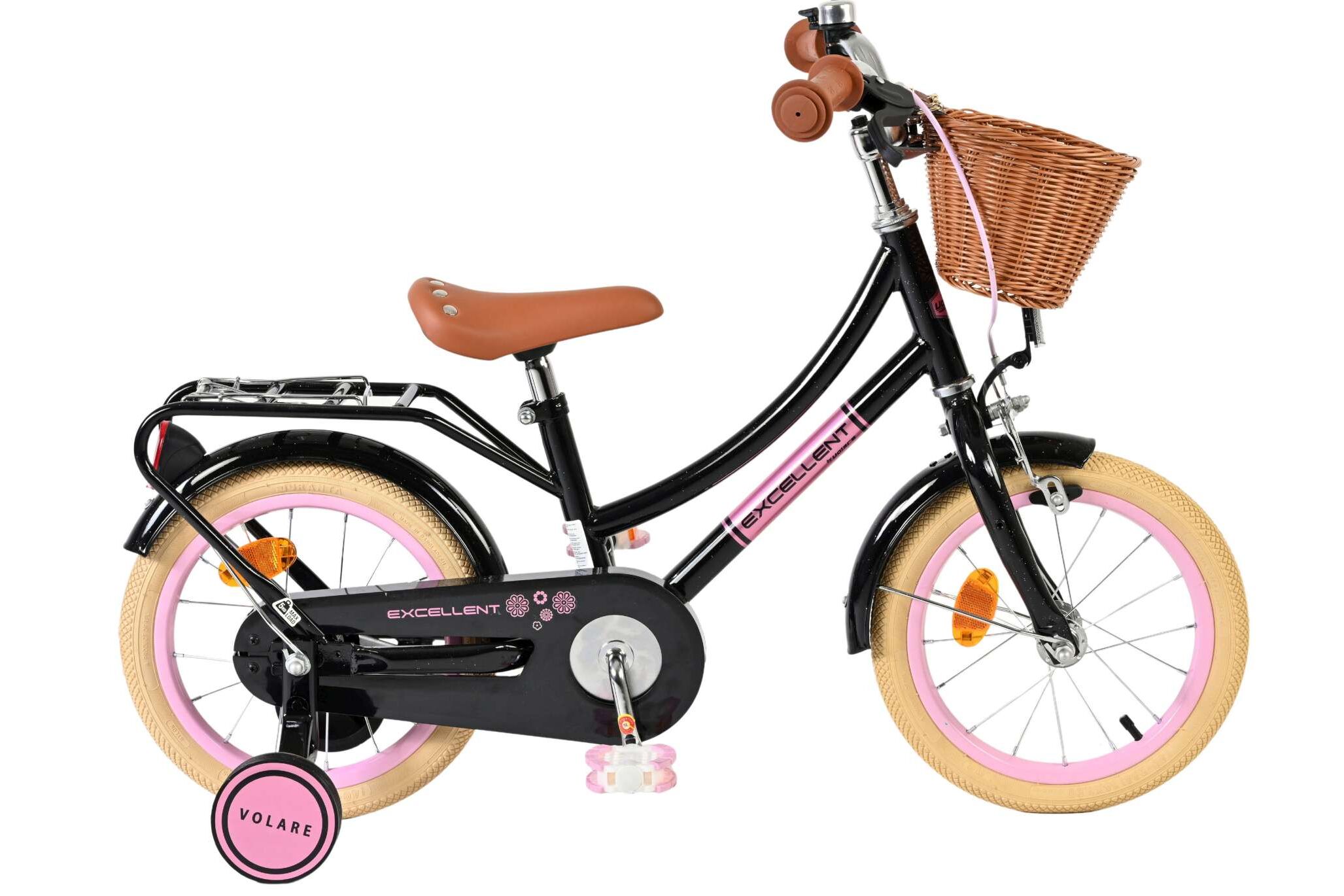 Volare Kinderfahrrad Excellent f&uuml;r M&auml;dchen 14 Zoll Kinderrad in Schwarz 