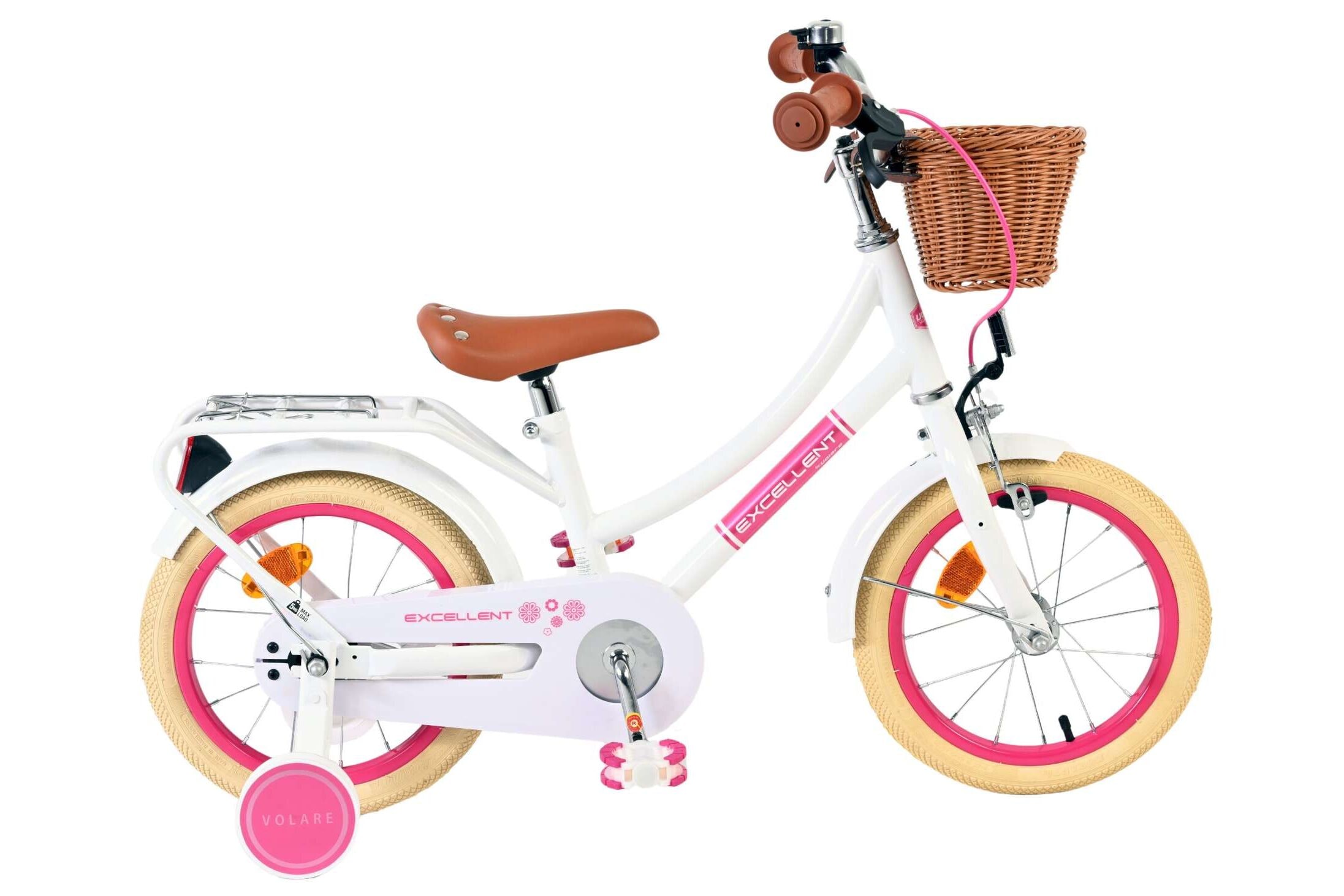 Volare Kinderfahrrad Excellent f&uuml;r M&auml;dchen 14 Zoll Kinderrad in Wei&szlig; 
