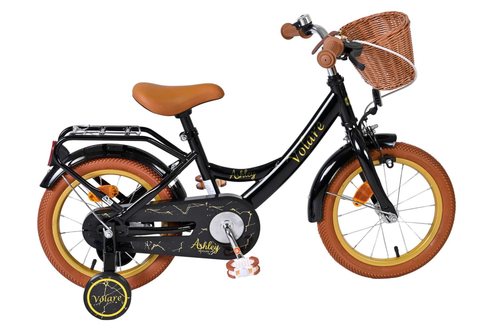 Volare Kinderfahrrad Ashley f&uuml;r M&auml;dchen 14 Zoll Kinderrad in Schwarz 