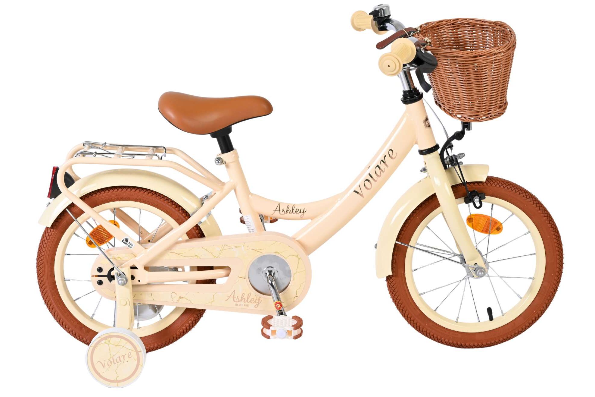 Volare Kinderfahrrad Ashley f&uuml;r M&auml;dchen 14 Zoll Kinderrad in Creme 