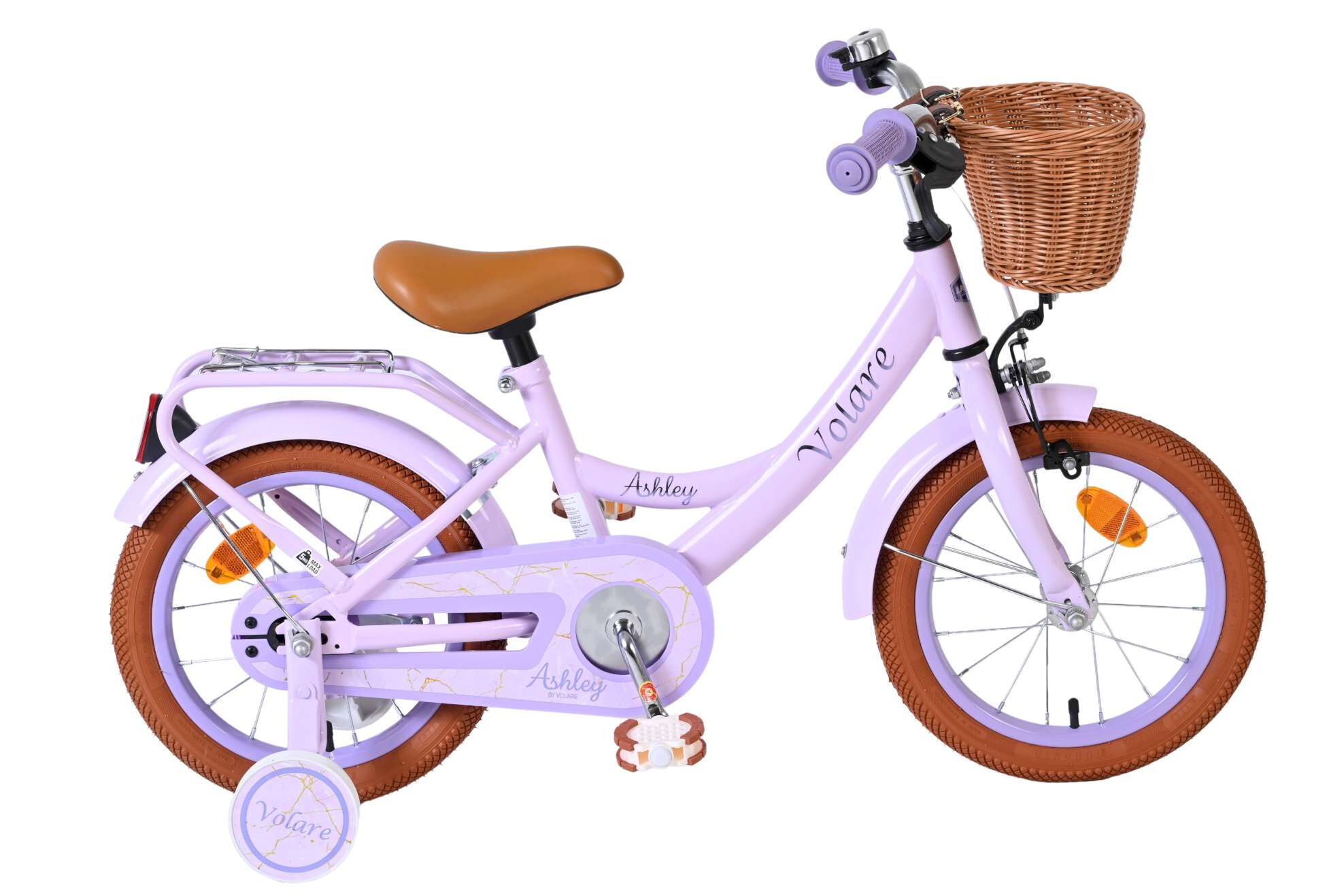 Volare Kinderfahrrad Ashley f&uuml;r M&auml;dchen 14 Zoll Kinderrad in Lila 