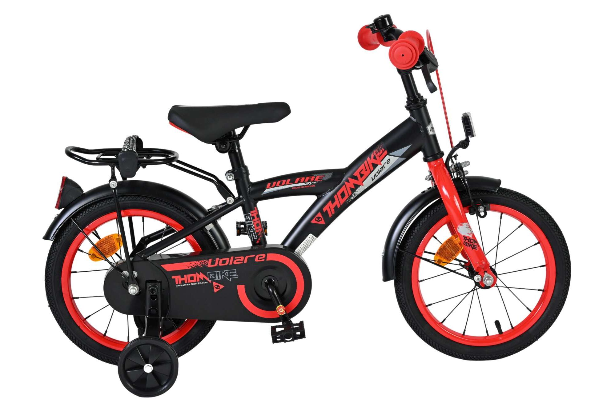 Volare Kinderfahrrad Thombike f&uuml;r Jungen 14 Zoll Kinderrad in Schwarz Rot 