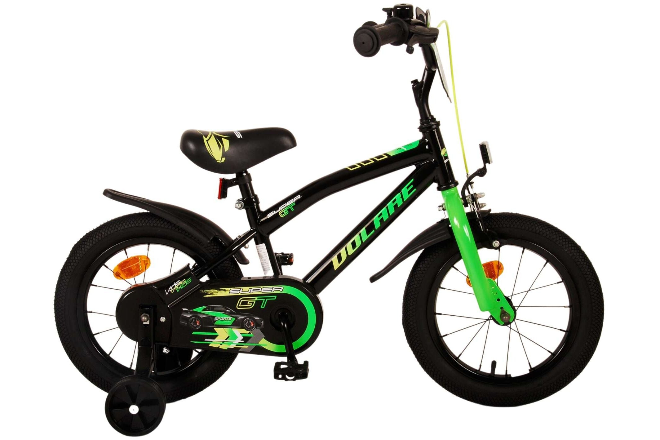 Volare Kinderfahrrad Super GT f&uuml;r Jungen 14 Zoll Kinderrad in Gr&uuml;n, Zwei Handbremsen 