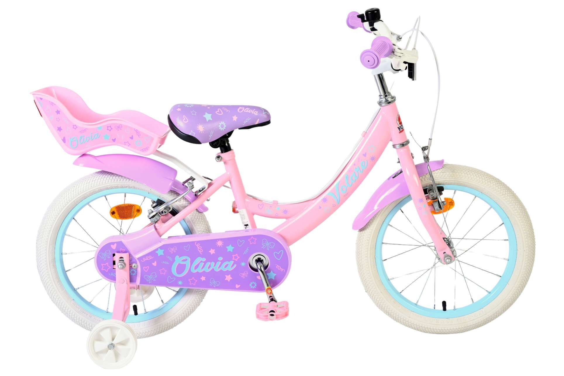 Volare Kinderfahrrad Olivia f&uuml;r M&auml;dchen 16 Zoll Kinderrad in Rosa, Zwei Handbremsen 